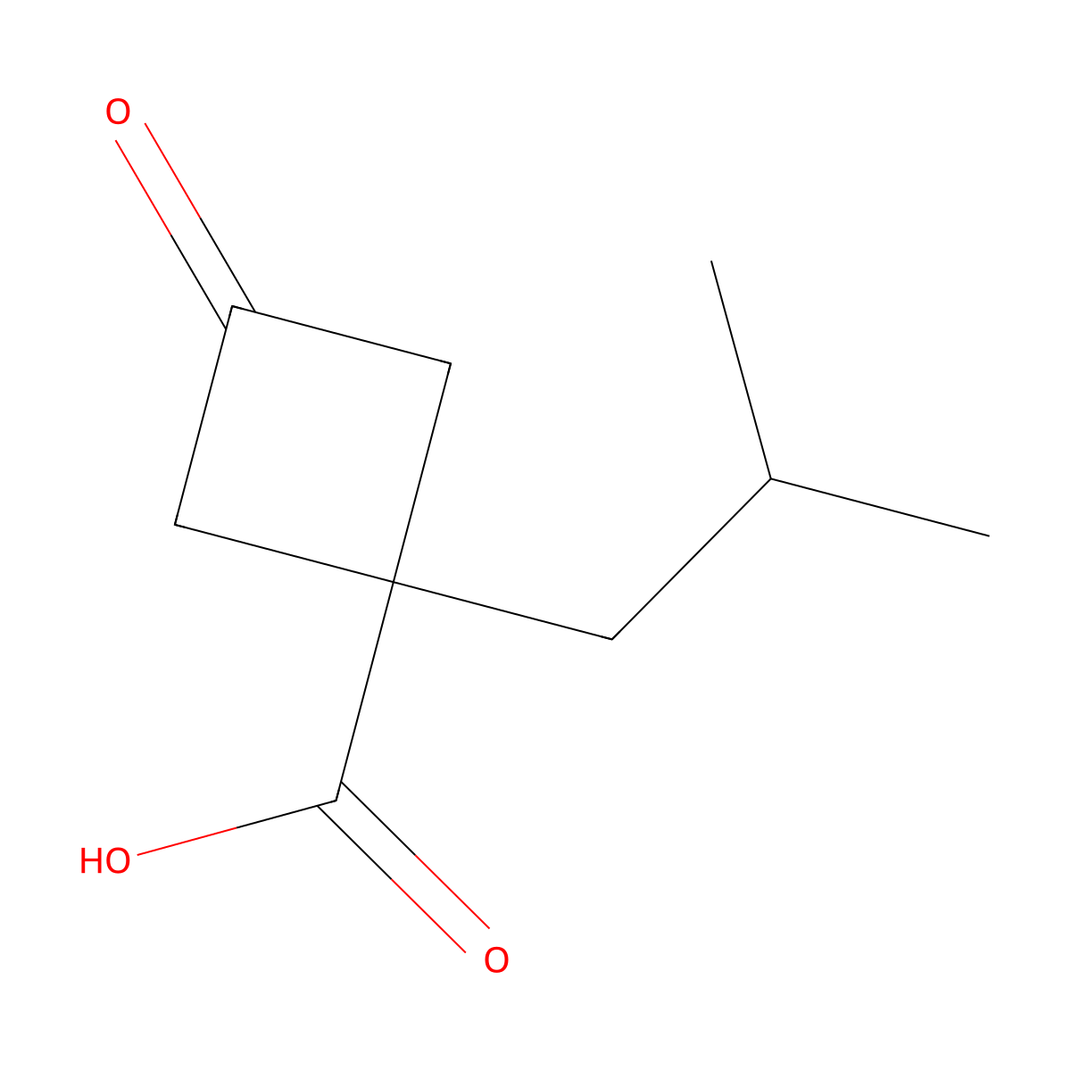 1-(2-Methylpropyl)-3-oxocyclobutane-1-carboxylic acid molecular structure, CAS 1889178-59-9