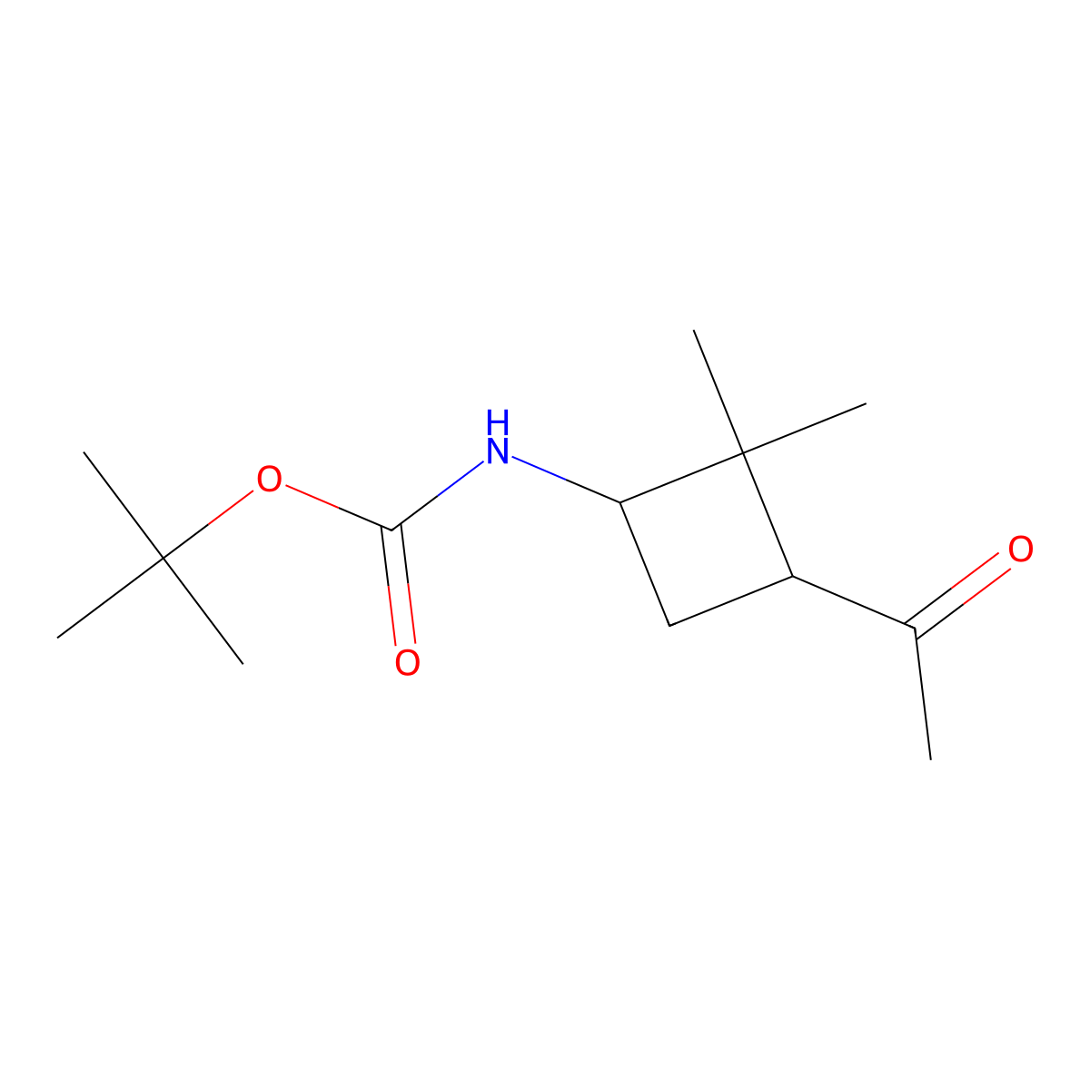 tert-butyl N-[(1R,3S)-3-acetyl-2,2-dimethyl-cyclobutyl]carbamate molecular structure, CAS 188918-44-7