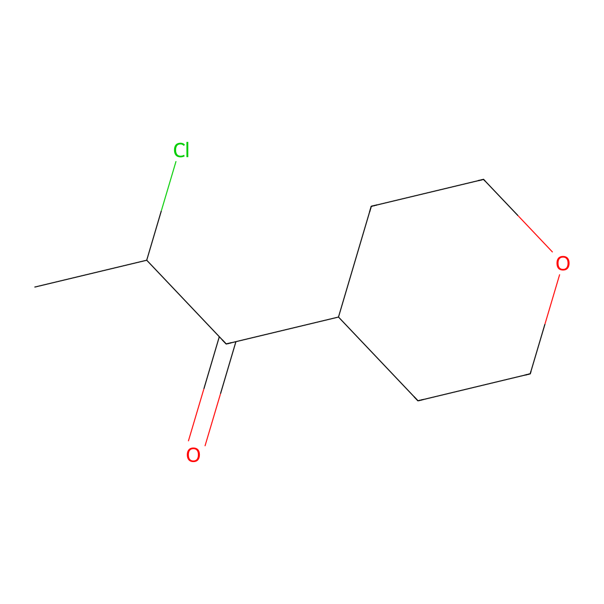 2-Chloro-1-(oxan-4-yl)propan-1-one molecular structure, CAS 1889187-36-3