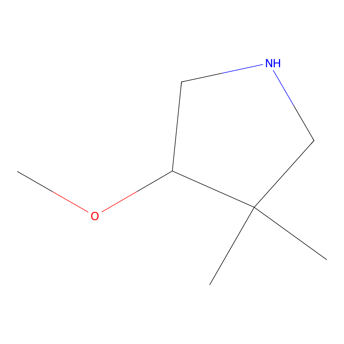 4-Methoxy-3,3-dimethylpyrrolidine molecular structure, CAS 1889188-78-6