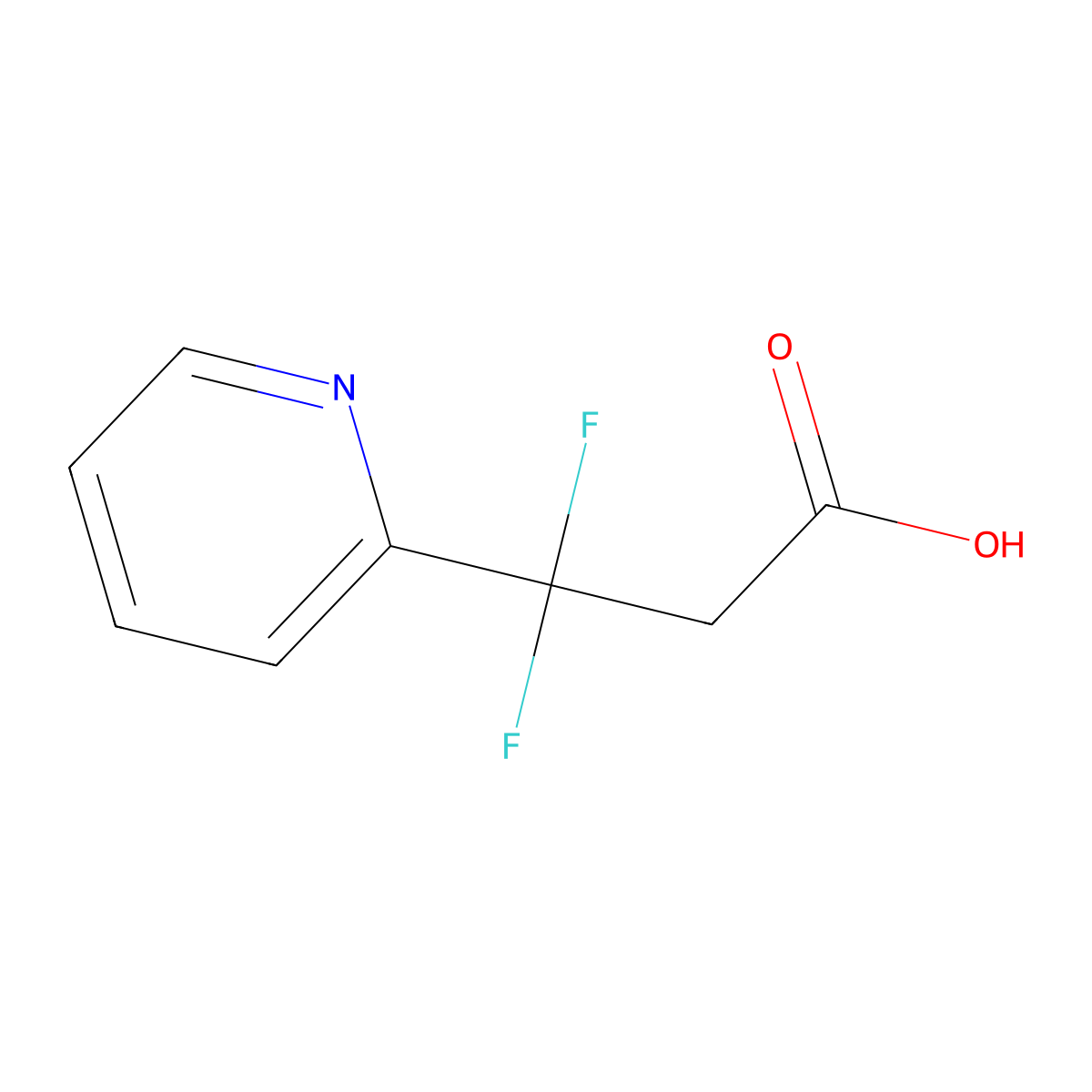 3,3-Difluoro-3-(pyridin-2-yl)propanoic acid molecular structure, CAS 1889193-19-4
