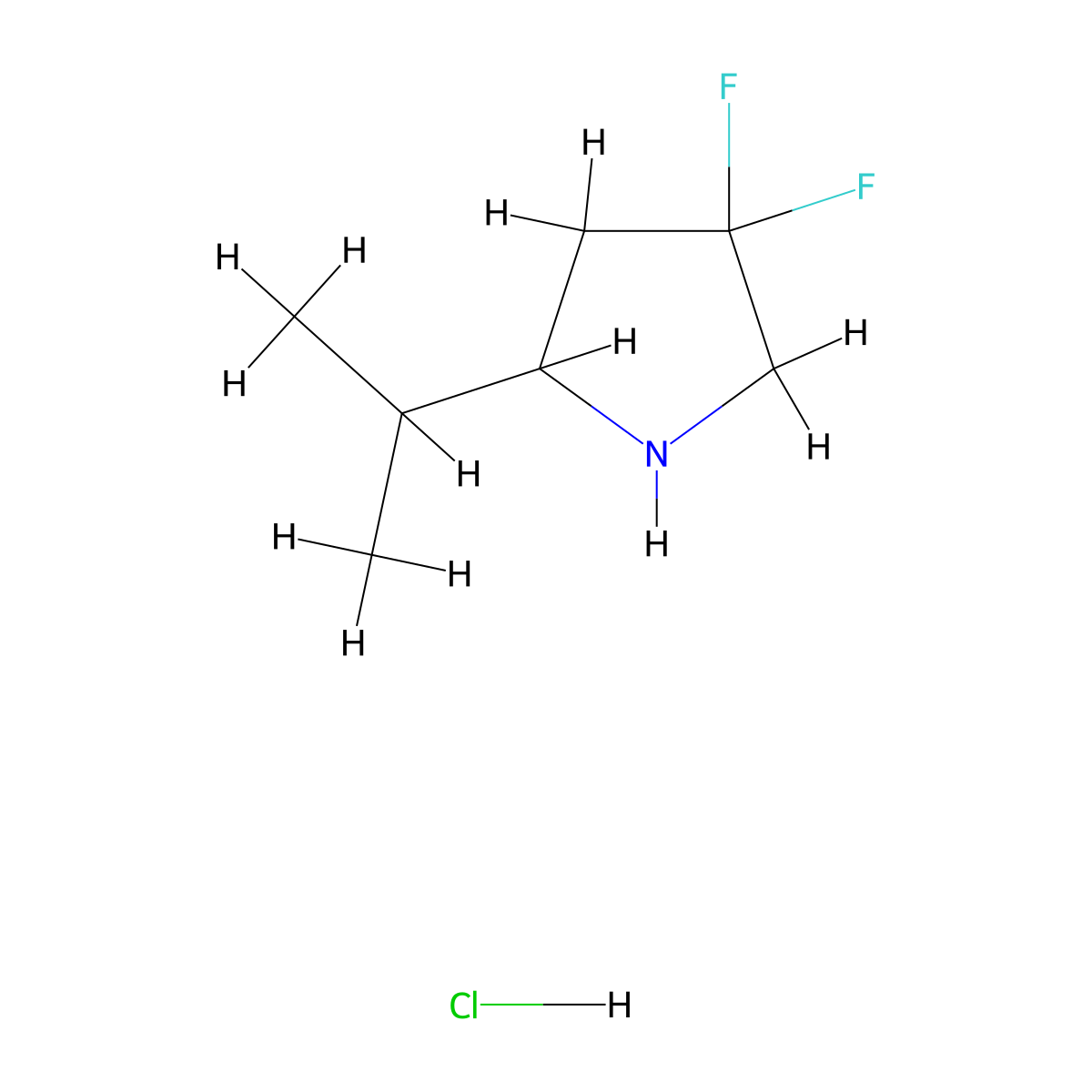 4,4-Difluoro-2-(propan-2-yl)pyrrolidine hydrochloride molecular structure, CAS 1889233-10-6