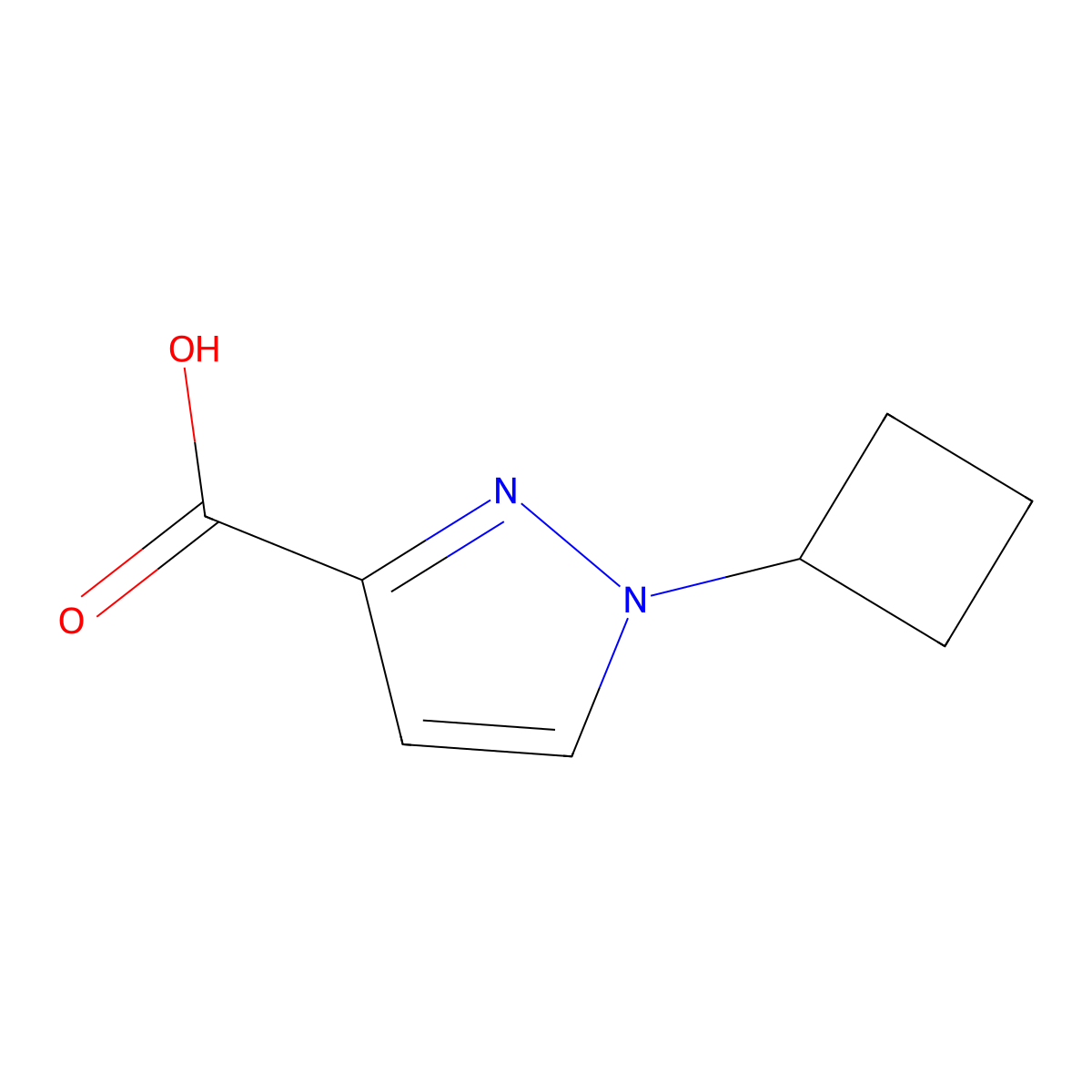 1-Cyclobutyl-1H-pyrazole-3-carboxylic acid molecular structure, CAS 1889254-81-2