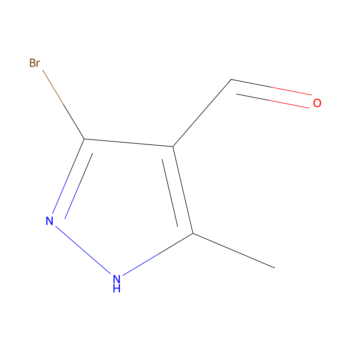 3-bromo-5-methyl-1H-pyrazole-4-carbaldehyde molecular structure, CAS 1889269-89-9