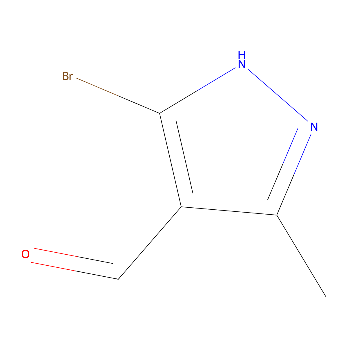 3-bromo-5-methyl-1H-pyrazole-4-carbaldehyde molecular structure, CAS 1889269-89-9