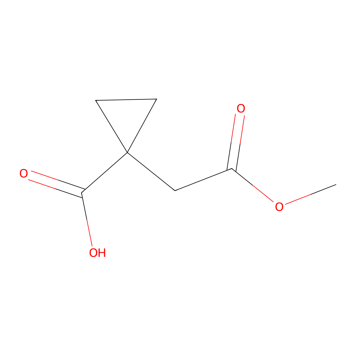 1-(2-Methoxy-2-oxoethyl)cyclopropane-1-carboxylic acid molecular structure, CAS 1889271-18-4