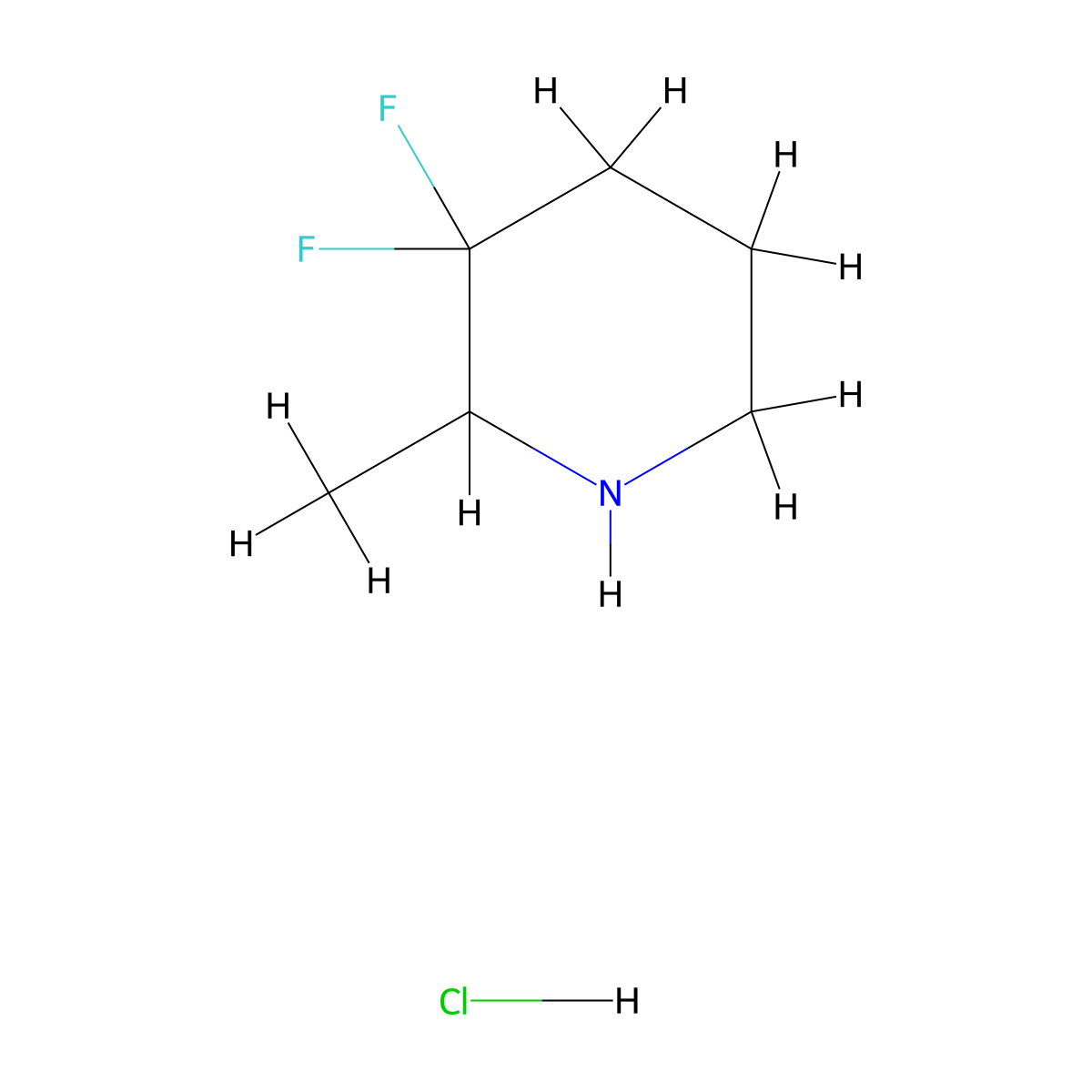 3,3-Difluoro-2-methylpiperidine hydrochloride molecular structure, CAS 1889271-33-3