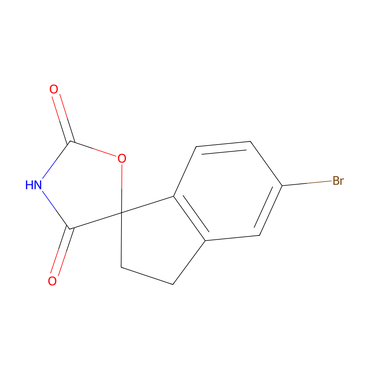 5-Bromo-2,3-dihydrospiro[indene-1,5'-oxazolidine]-2',4'-dione molecular structure, CAS 1889287-46-0