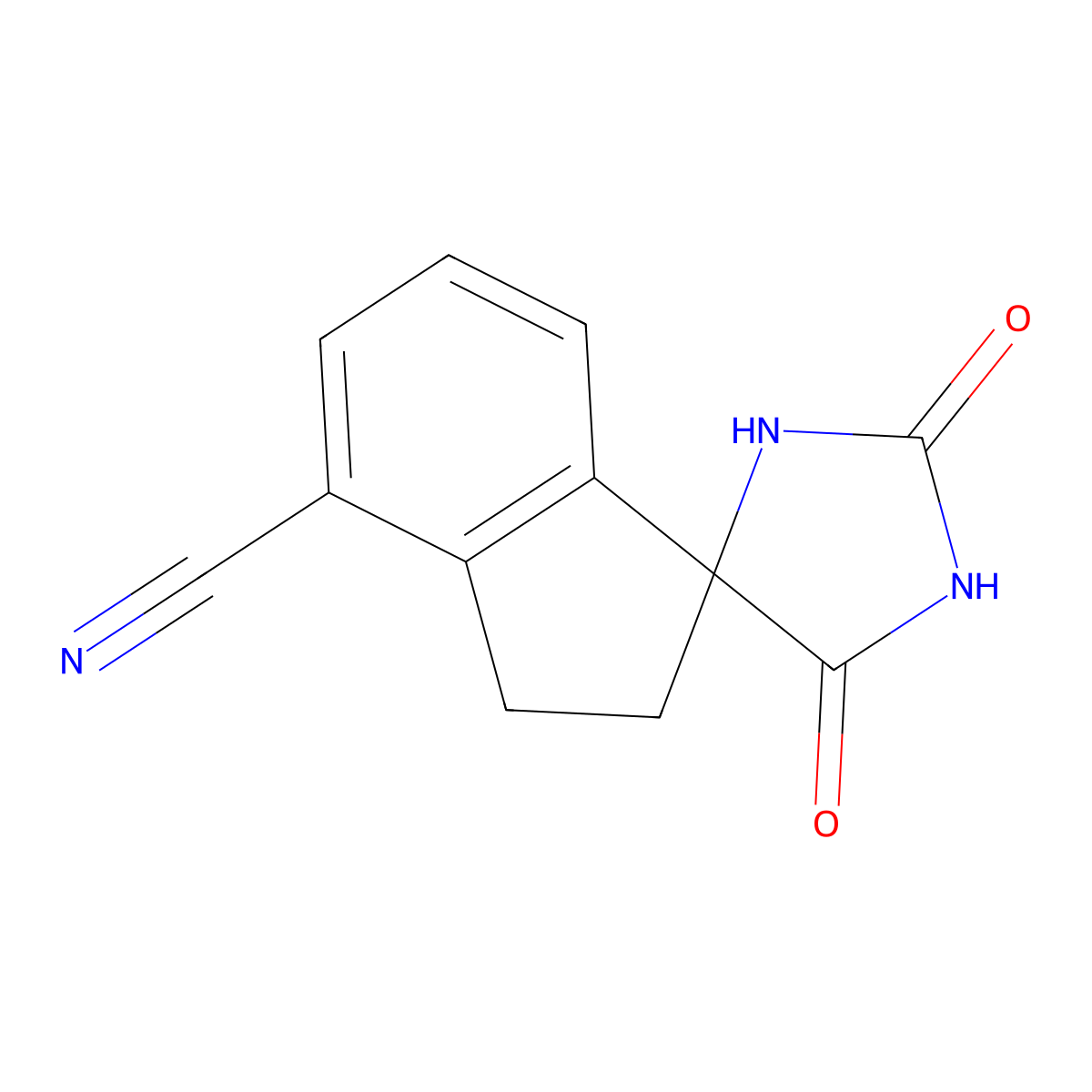 2,5-Dioxo-2',3'-dihydrospiro[imidazolidine-4,1'-indene]-4'-carbonitrile molecular structure, CAS 1889287-91-5