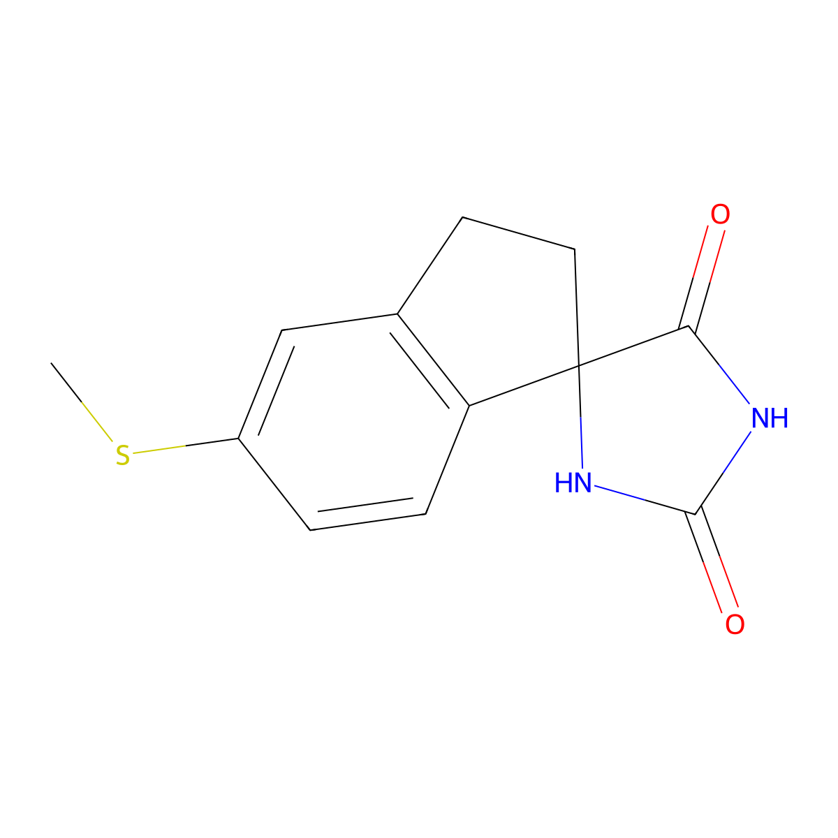 5'-(Methylthio)-2',3'-dihydrospiro[imidazolidine-4,1'-indene]-2,5-dione molecular structure, CAS 1889287-98-2