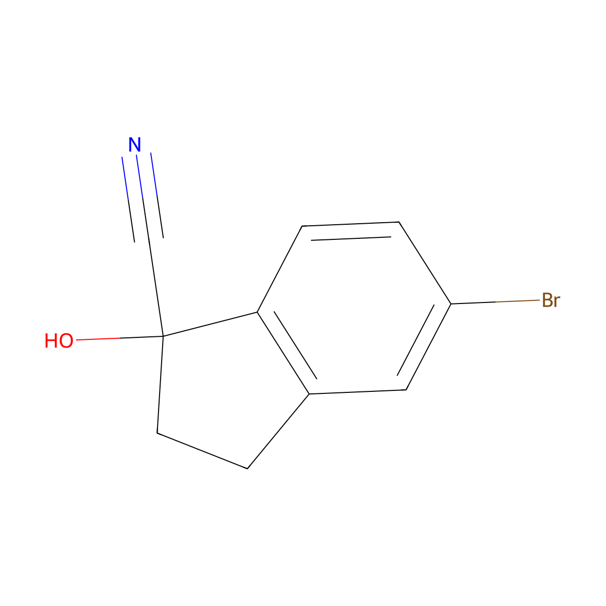 5-bromo-1-hydroxy-2,3-dihydro-1H-indene-1-carbonitrile molecular structure, CAS 1889288-20-3