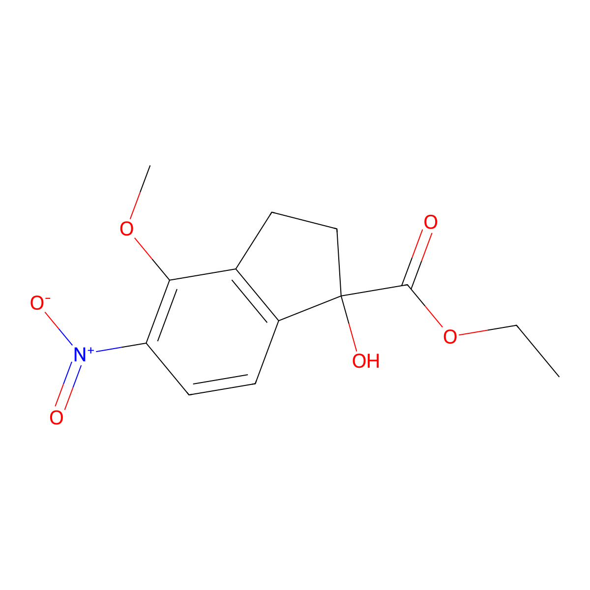 ethyl 1-hydroxy-4-methoxy-5-nitro-2,3-dihydro-1H-indene-1-carboxylate molecular structure, CAS 1889290-43-0
