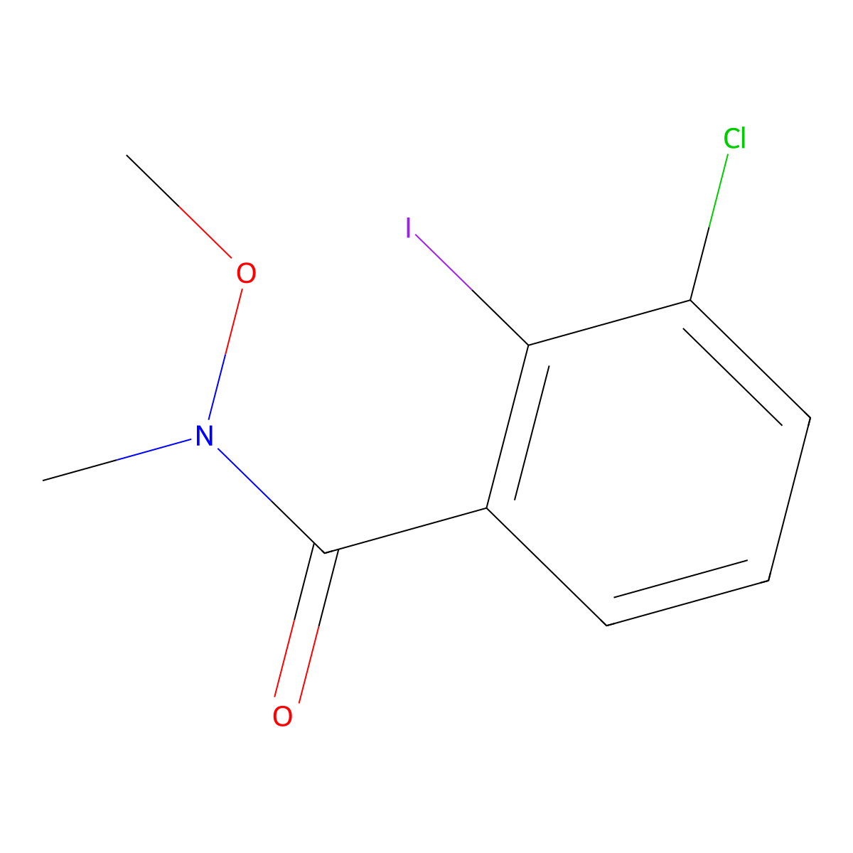 3-chloro-2-iodo-N-methoxy-N-methylbenzamide molecular structure, CAS 1889291-07-9