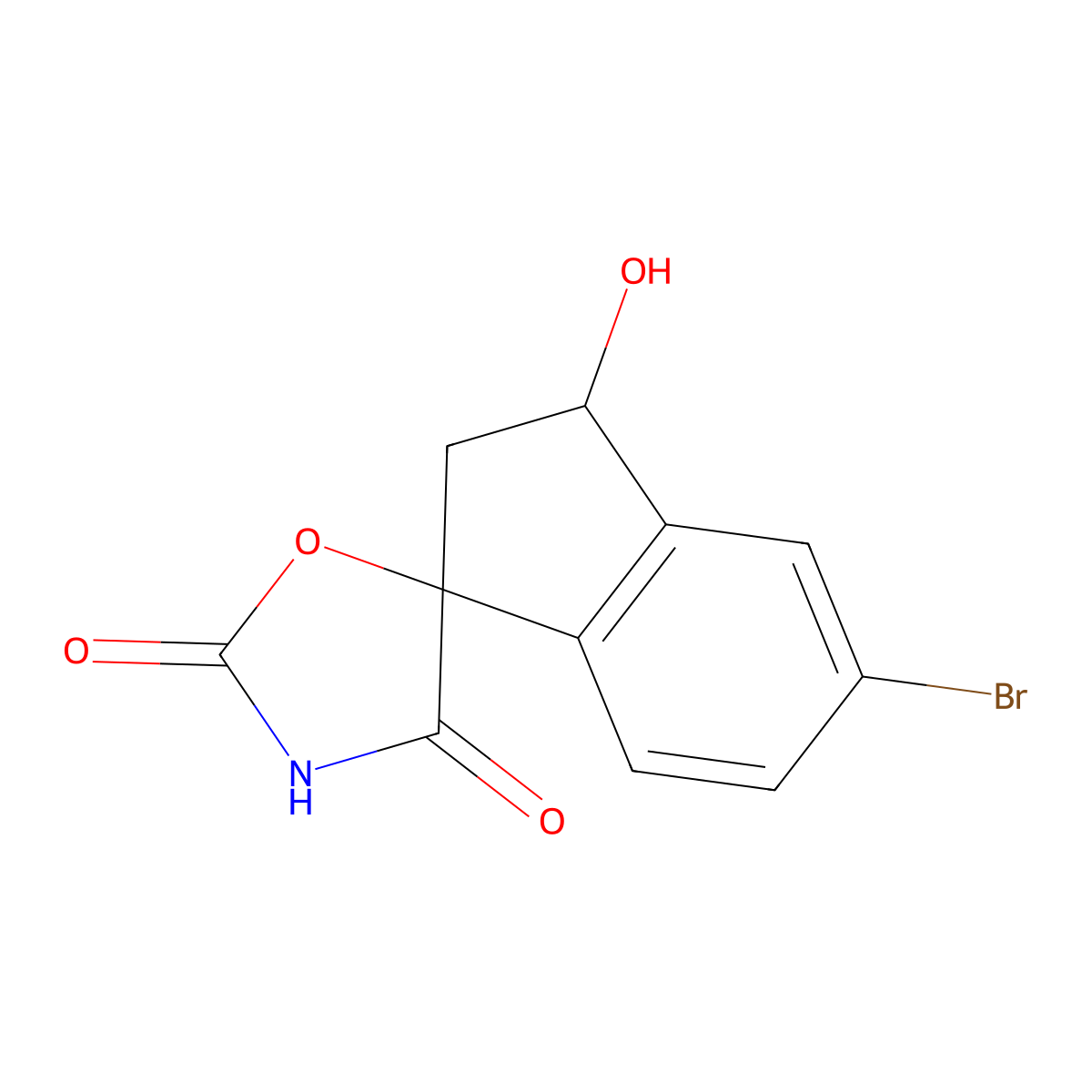 (1S,3R)-5-Bromo-3-hydroxy-2,3-dihydrospiro[indene-1,5'-oxazolidine]-2',4'-dione molecular structure, CAS 1889291-47-7