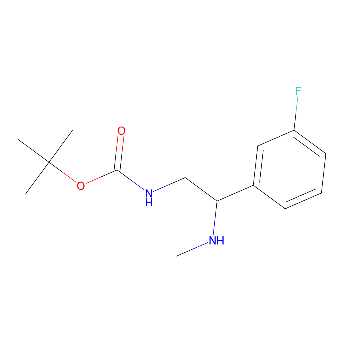 tert-butyl N-(2-(3-fluorophenyl)-2-(methylamino)ethyl)carbamate molecular structure, CAS 1889345-96-3