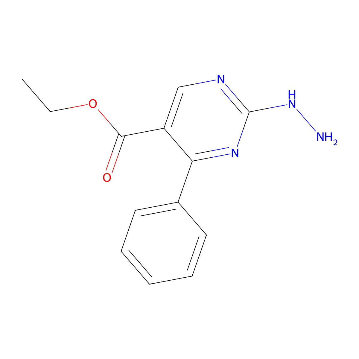 Ethyl 2-hydrazinyl-4-phenylpyrimidine-5-carboxylate molecular structure, CAS 188936-37-0