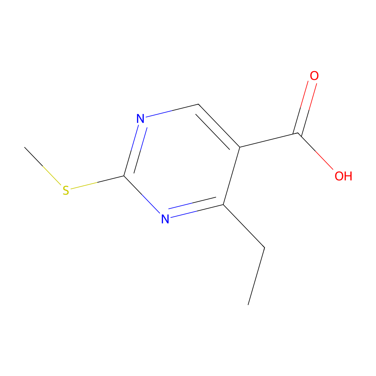 4-Ethyl-2-(methylthio)pyrimidine-5-carboxylic acid molecular structure, CAS 188937-14-6