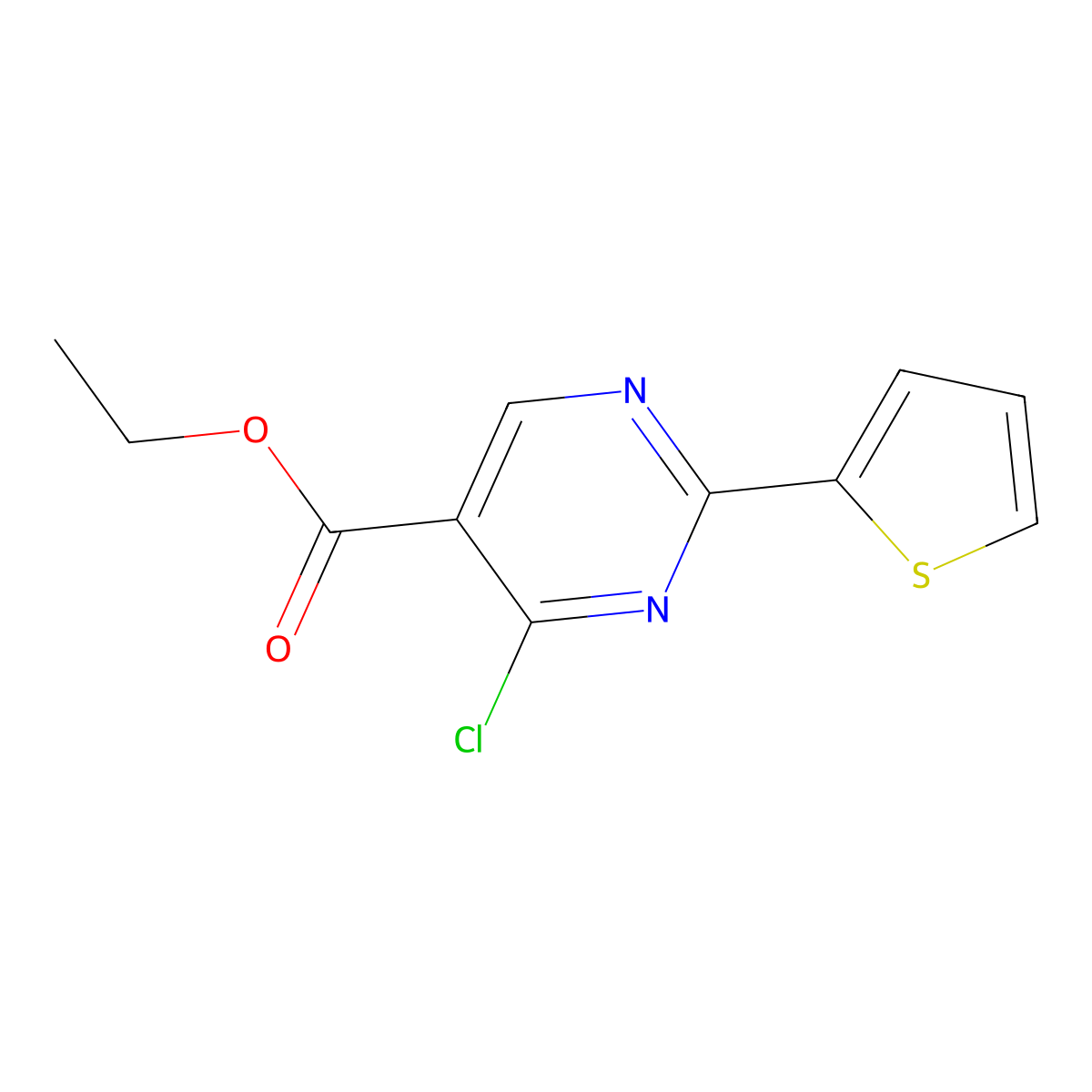 Ethyl 4-chloro-2-thien-2-ylpyrimidine-5-carboxylate molecular structure, CAS 188937-40-8