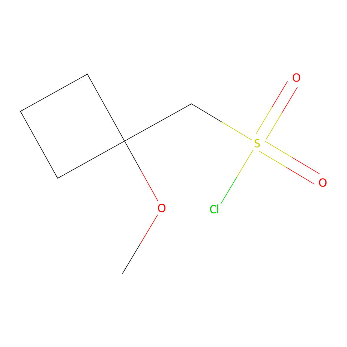 (1-Methoxycyclobutyl)methanesulfonyl chloride molecular structure, CAS 1889401-96-0