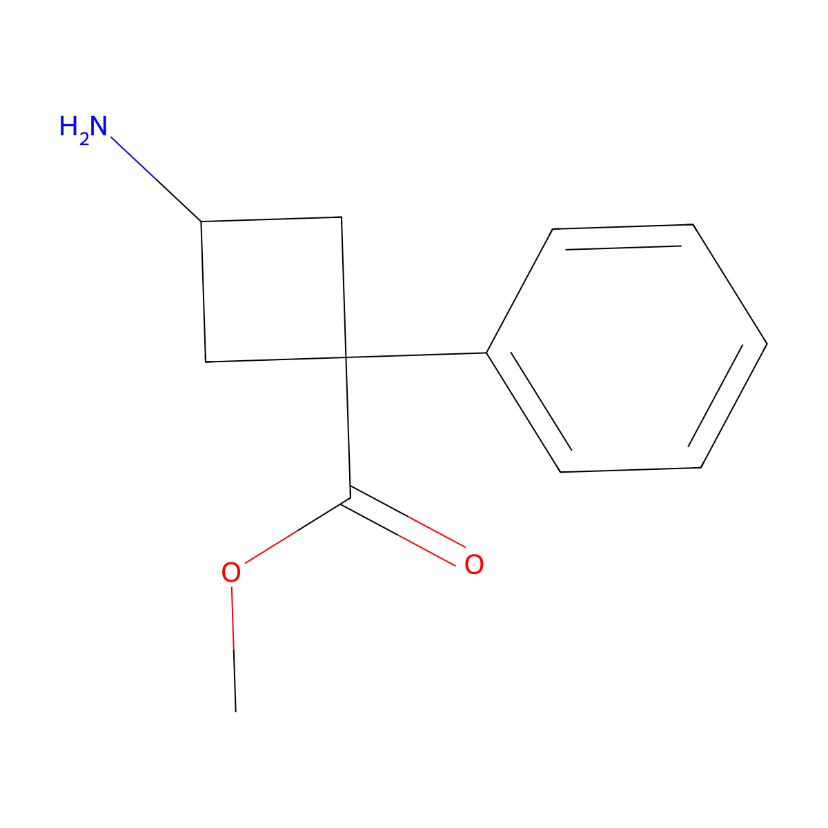 Methyl3-amino-1-phenylcyclobutane-1-carboxylate molecular structure, CAS 1889402-32-7