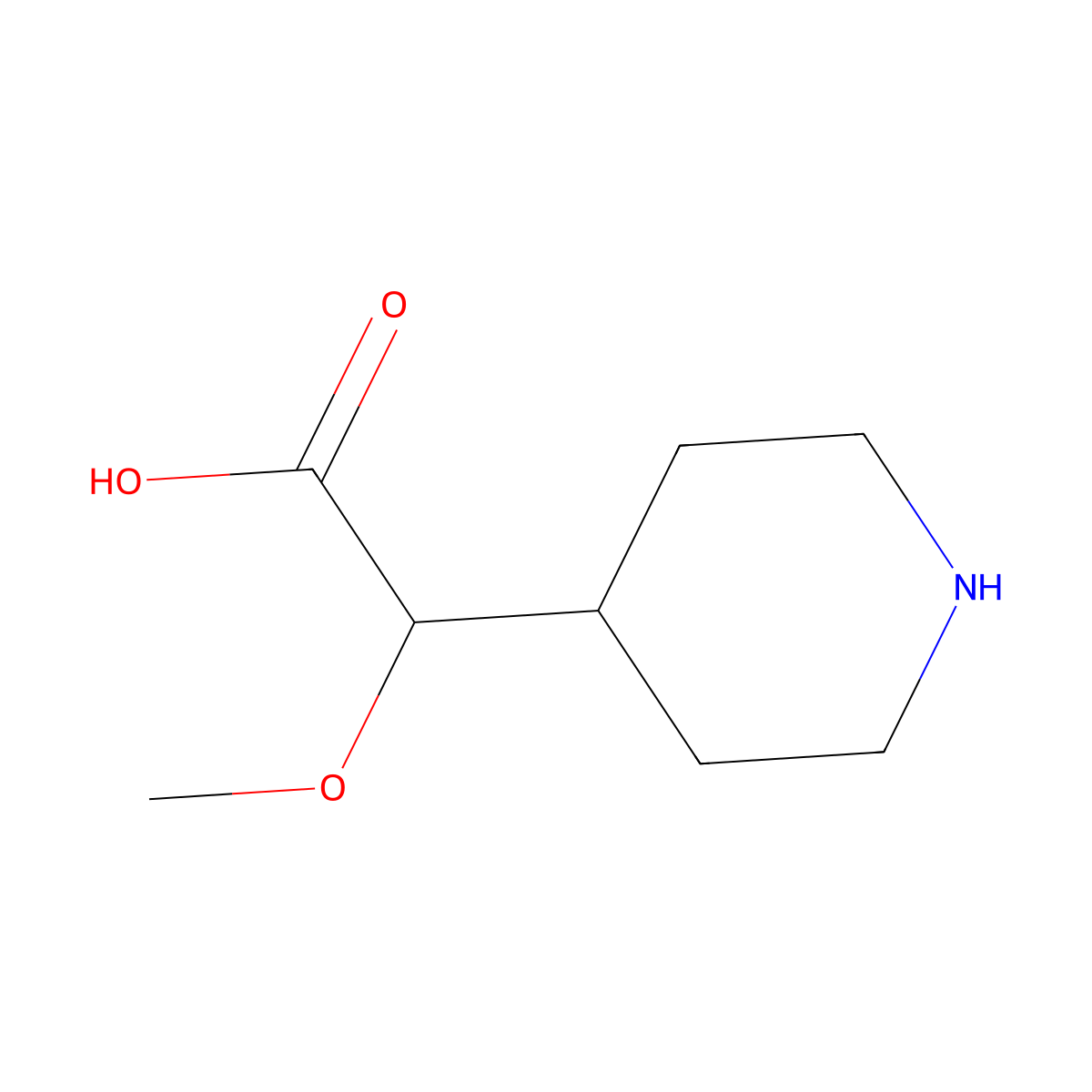 2-Methoxy-2-(piperidin-4-yl)acetic acid molecular structure, CAS 1889426-63-4