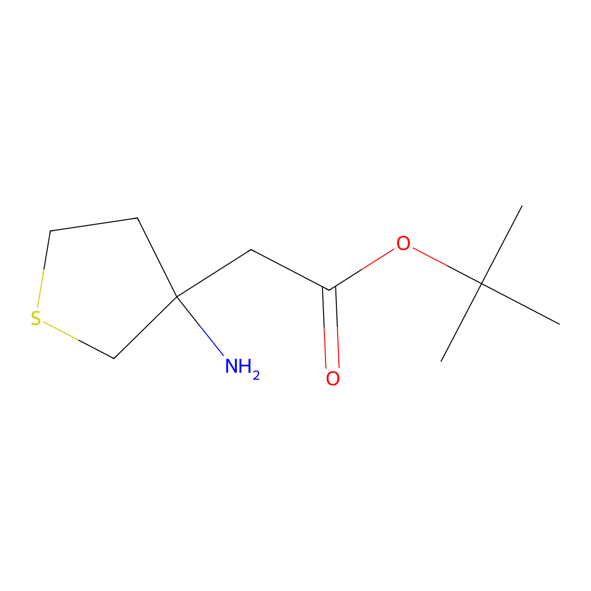 Tert-butyl 2-(3-aminothiolan-3-yl)acetate molecular structure, CAS 1889428-55-0