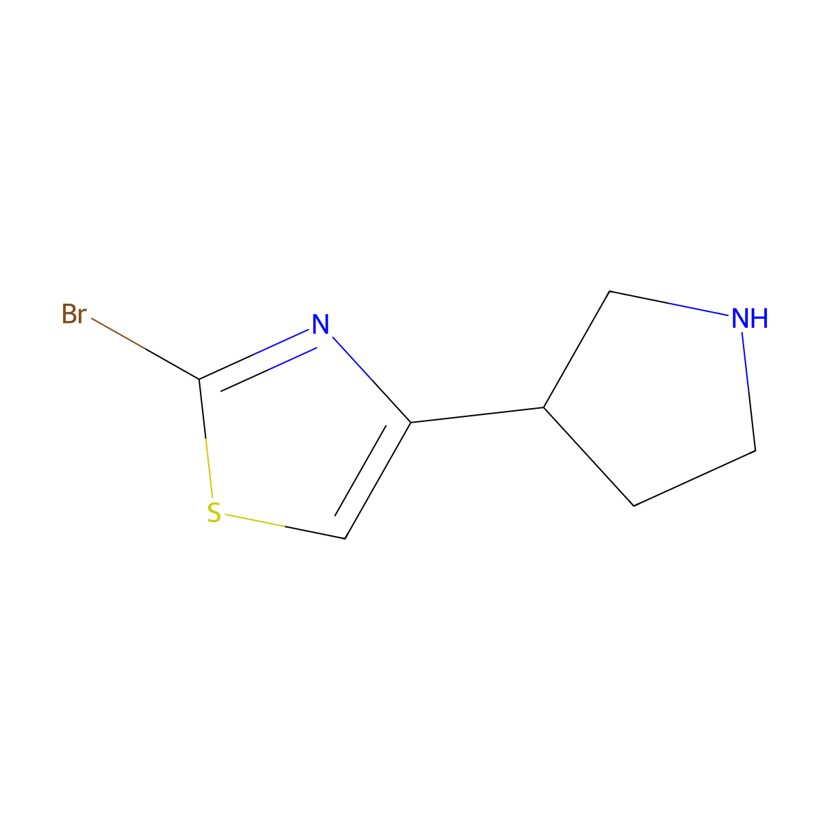 2-Bromo-4-(pyrrolidin-3-yl)-1,3-thiazole molecular structure, CAS 1889429-15-5