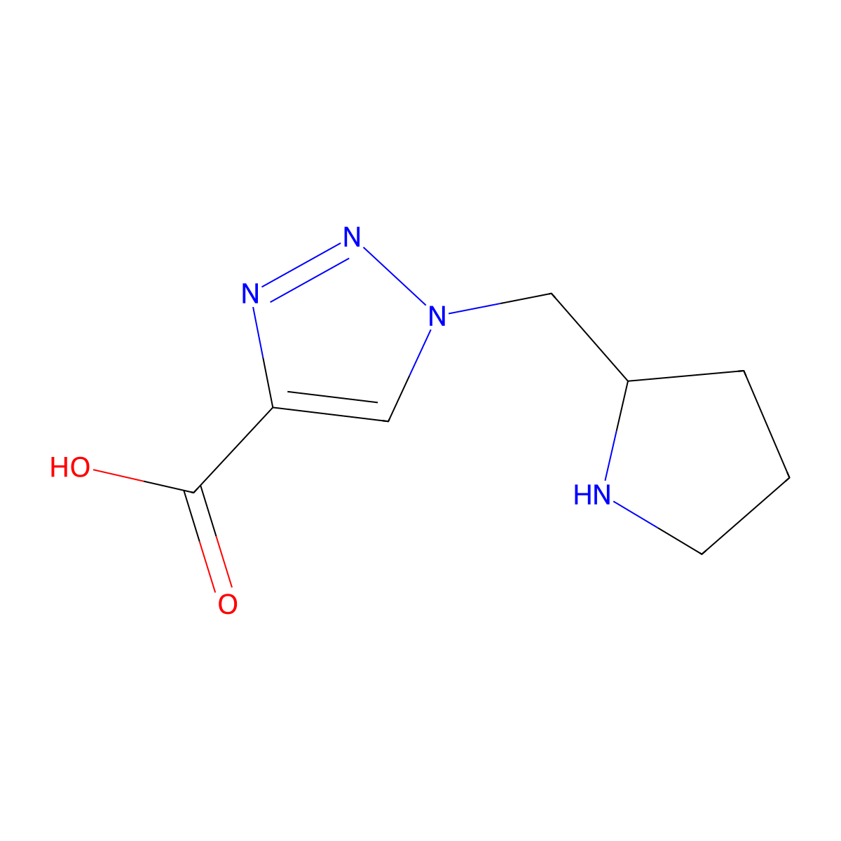 1-(pyrrolidin-2-ylmethyl)-1H-1,2,3-triazole-4-carboxylic acid molecular structure, CAS 1889432-00-1