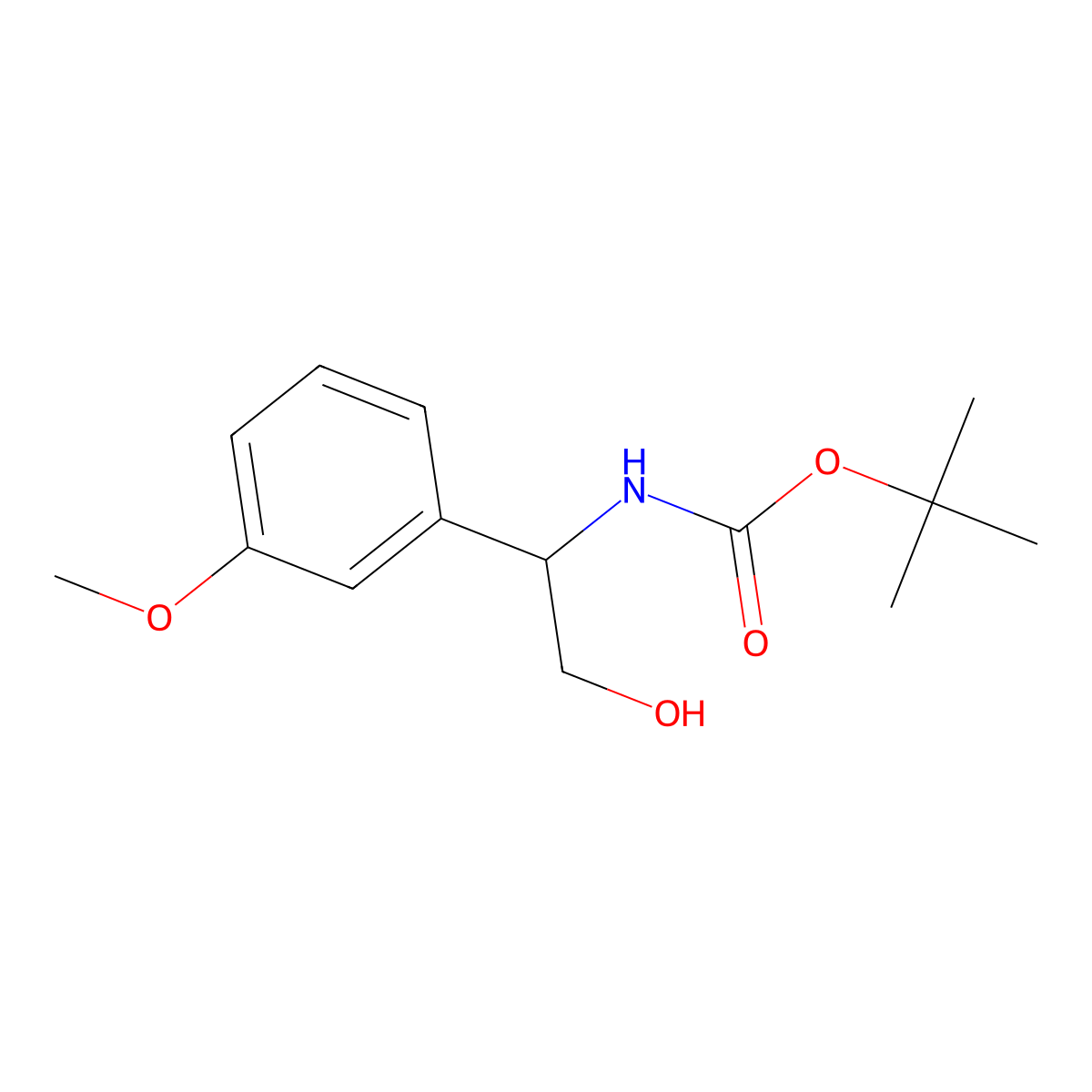 tert-butyl N-[2-hydroxy-1-(3-methoxyphenyl)ethyl]carbamate molecular structure, CAS 1889444-58-9
