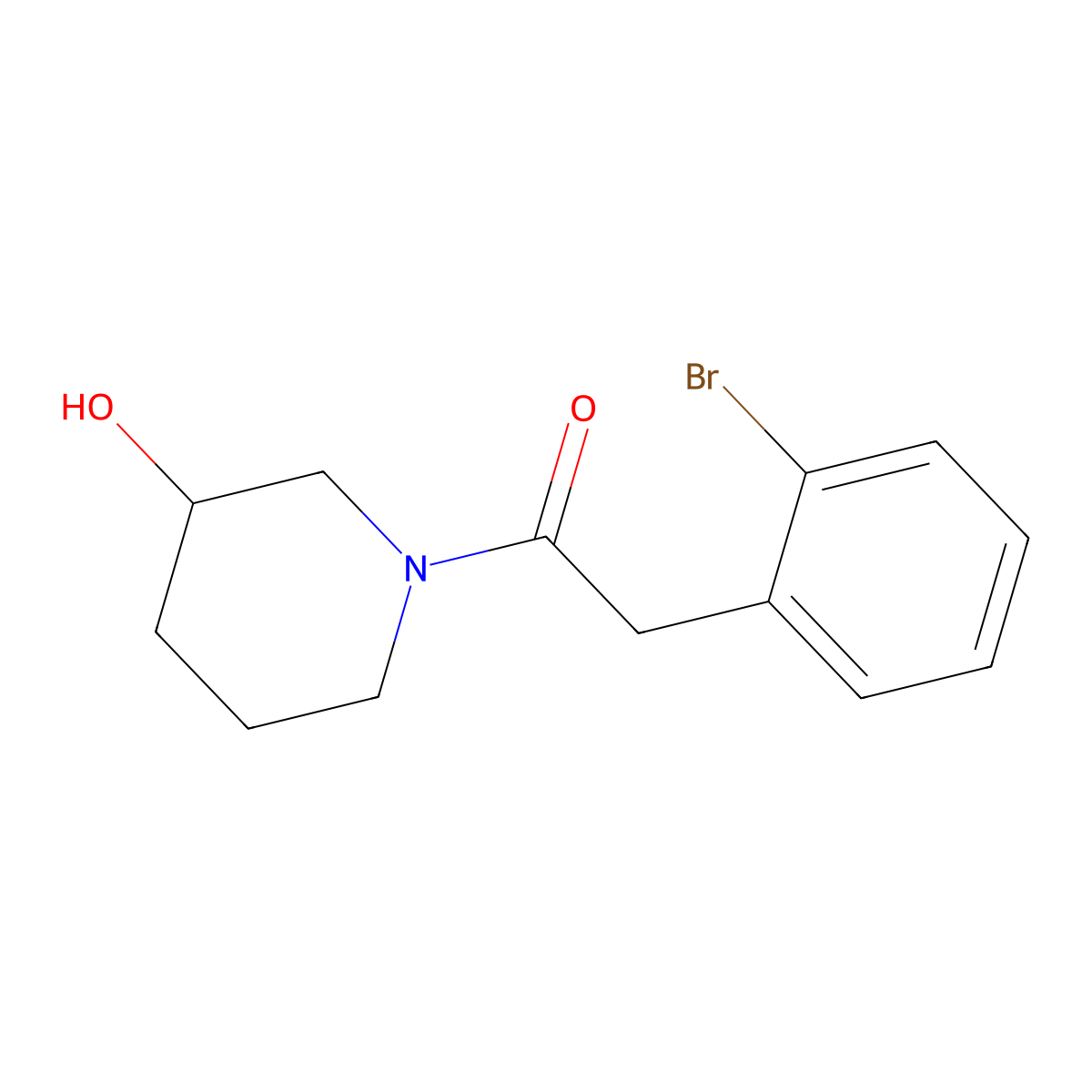 2-(2-Bromophenyl)-1-(3-hydroxypiperidin-1-yl)ethan-1-one molecular structure, CAS 1889508-46-6