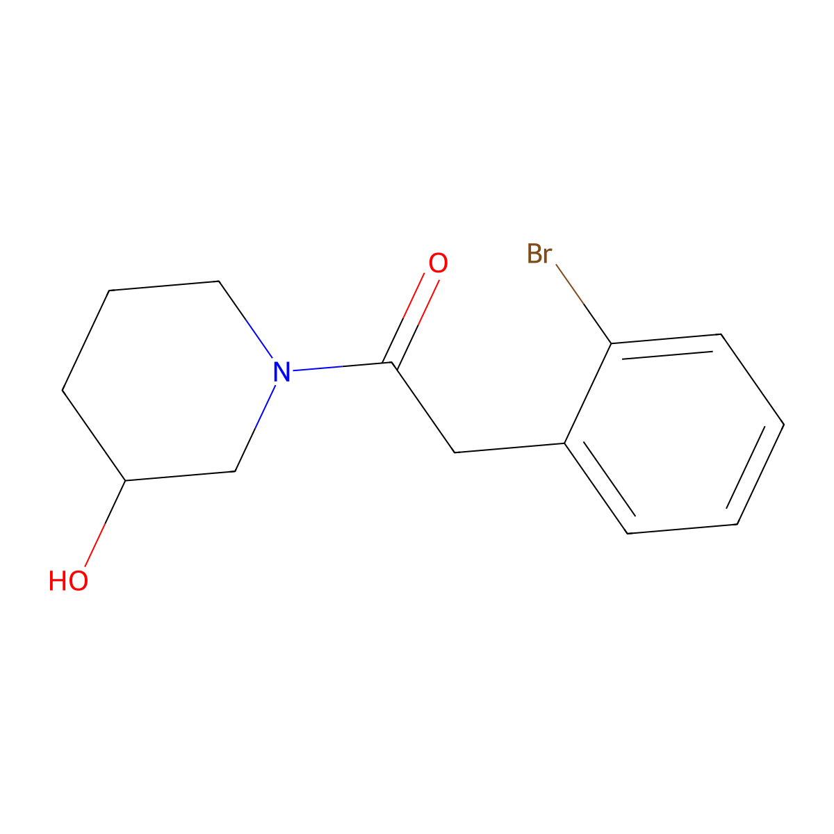 2-(2-Bromophenyl)-1-(3-hydroxypiperidin-1-yl)ethan-1-one molecular structure, CAS 1889508-46-6