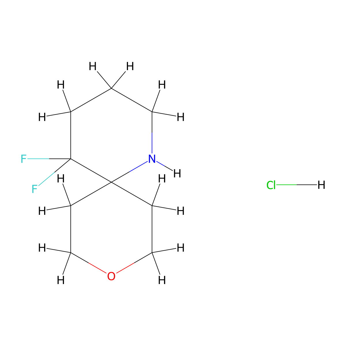 5,5-Difluoro-9-oxa-1-azaspiro[5.5]undecane hydrochloride molecular structure, CAS 1889508-56-8