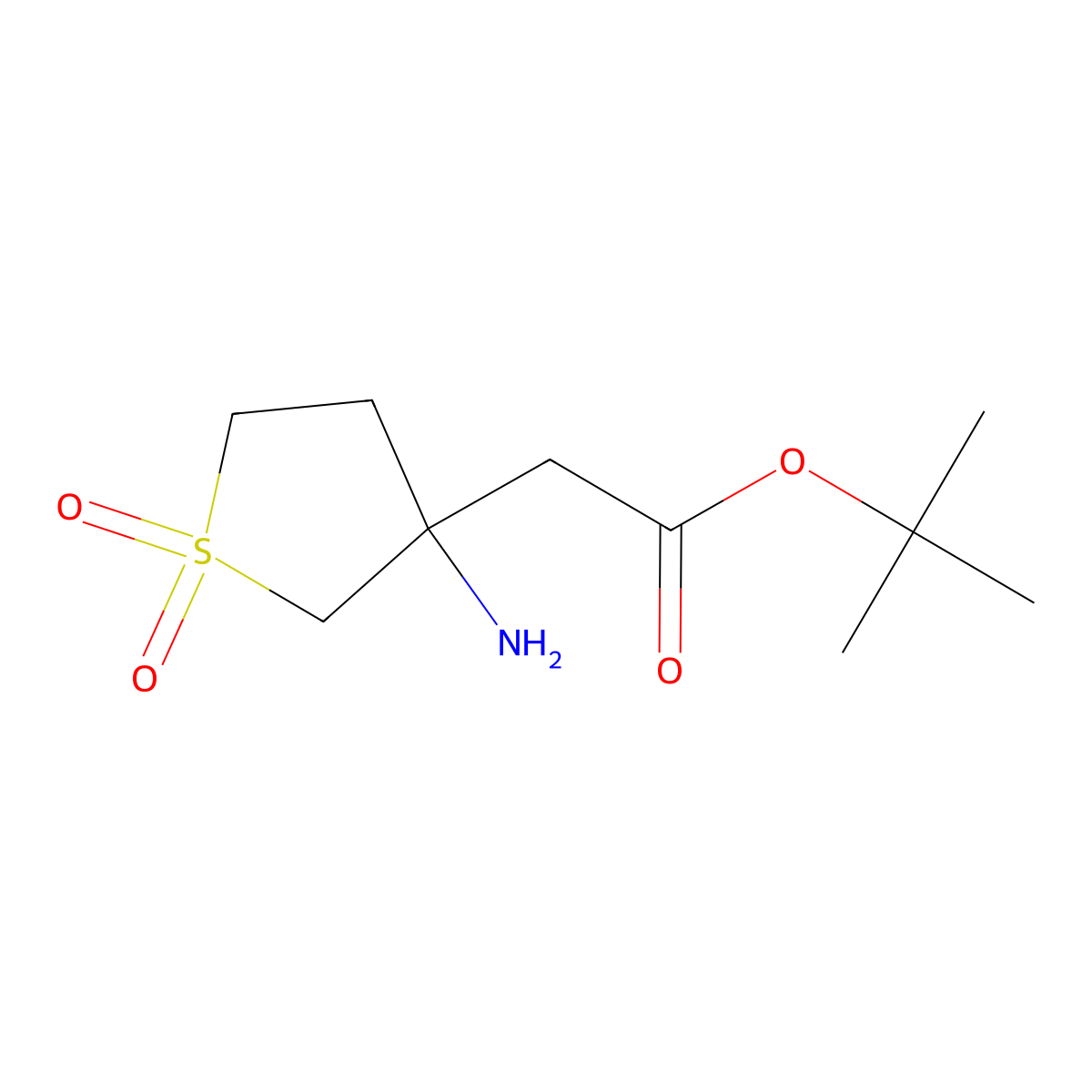 Tert-butyl 2-(3-amino-1,1-dioxo-1lambda6-thiolan-3-yl)acetate molecular structure, CAS 1889509-12-9
