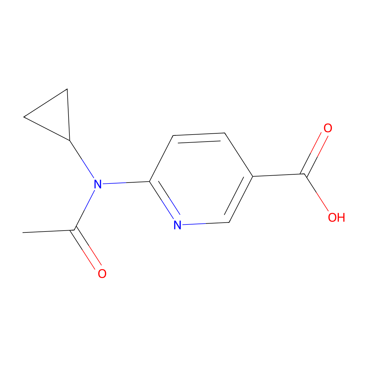 6-(N-cyclopropylacetamido)pyridine-3-carboxylic acid molecular structure, CAS 1889514-75-3