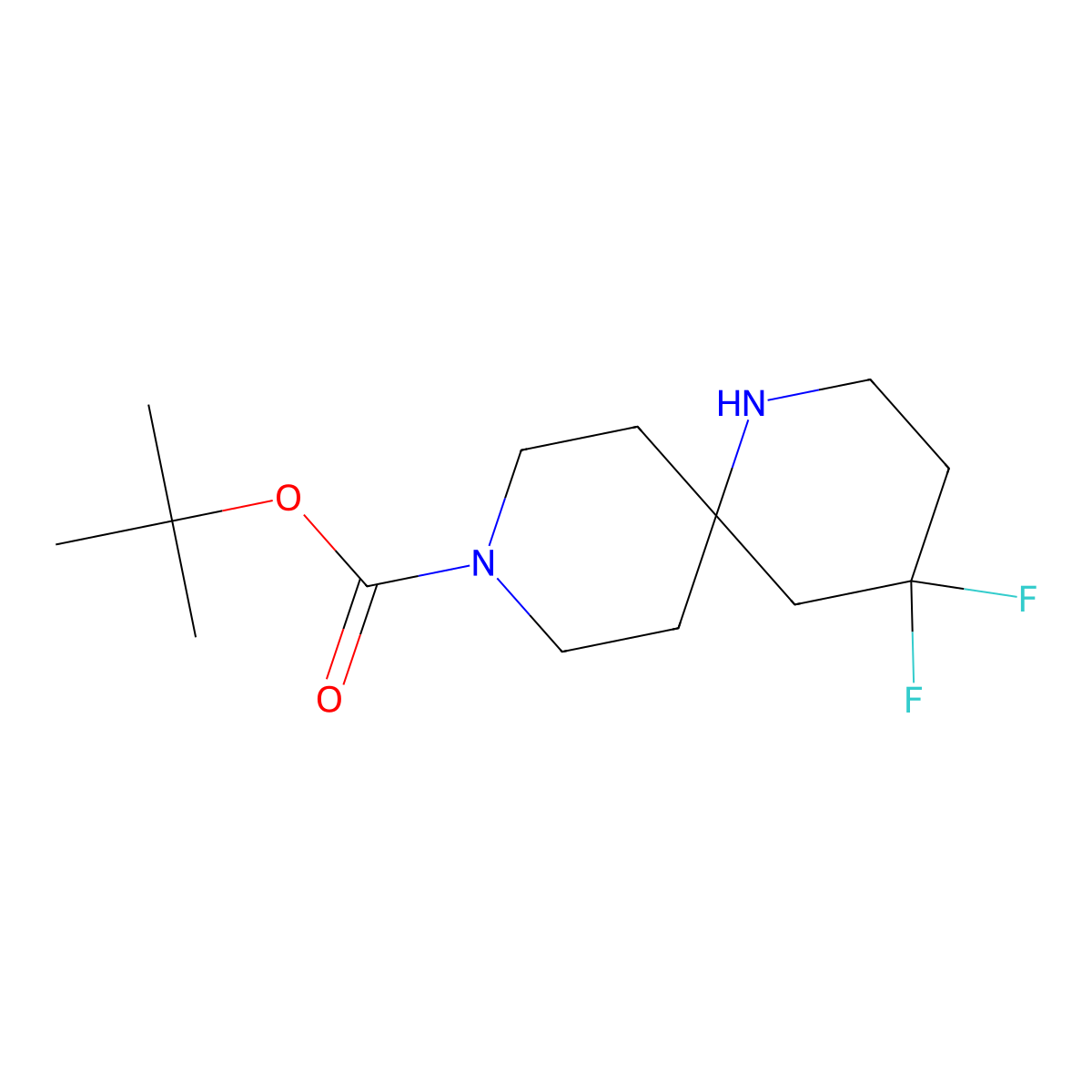 tert-Butyl 4,4-difluoro-1,9-diazaspiro[5.5]undecane-9-carboxylate molecular structure, CAS 1889528-35-1