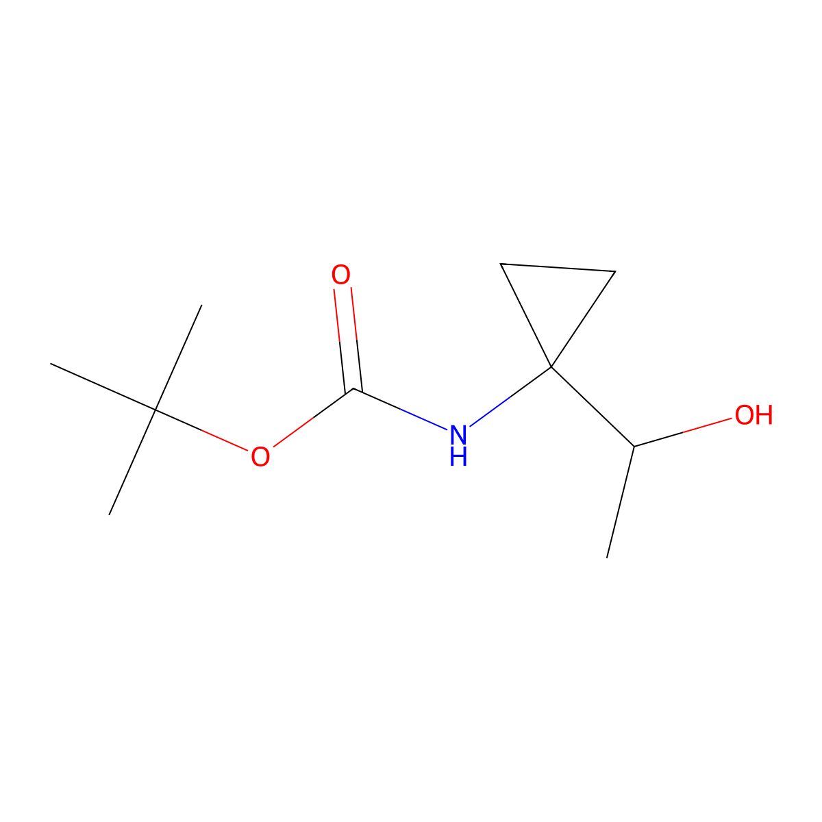 tert-butyl N-[1-(1-hydroxyethyl)cyclopropyl]carbamate molecular structure, CAS 1889529-26-3