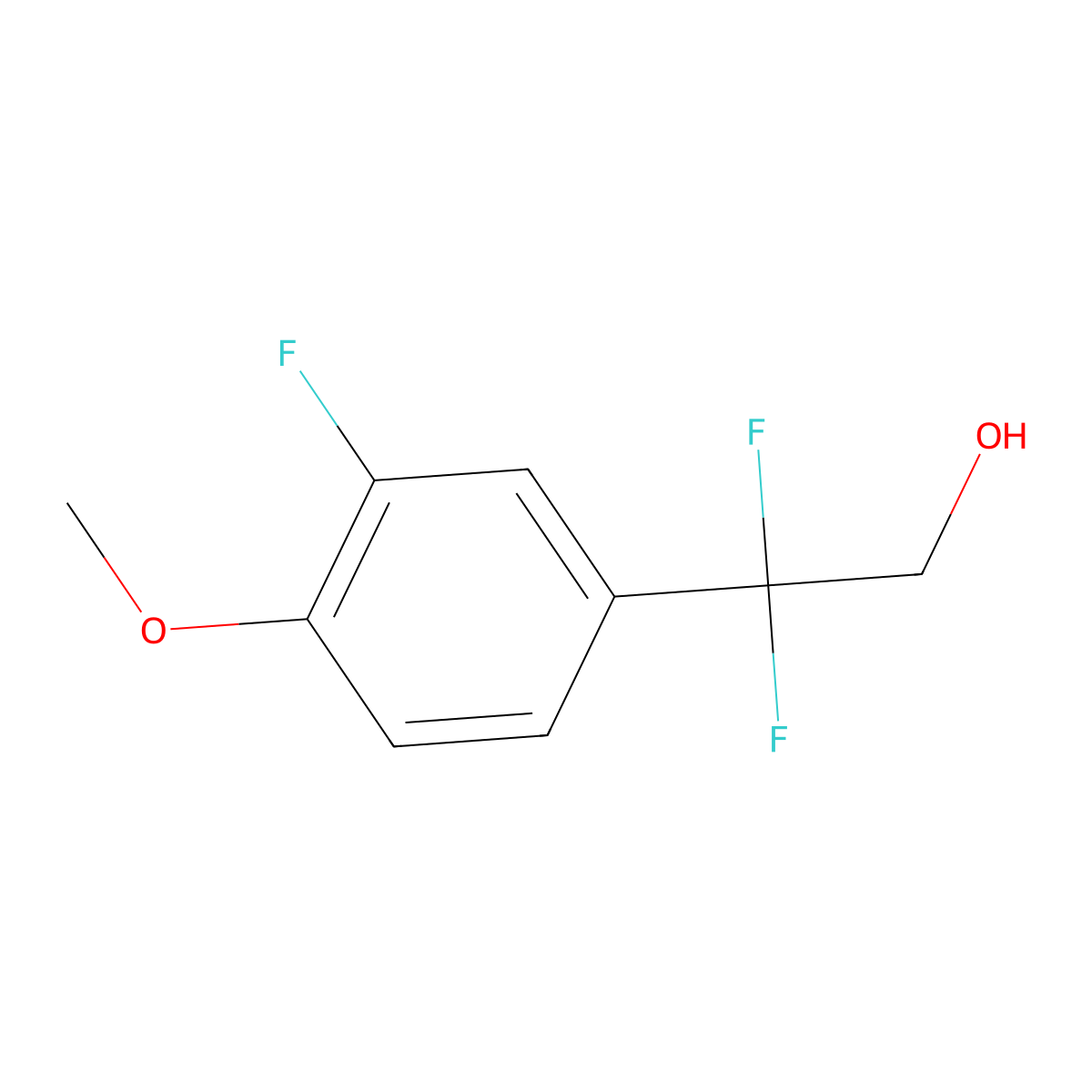 2,2-Difluoro-2-(3-fluoro-4-methoxyphenyl)ethan-1-ol molecular structure, CAS 1889540-42-4