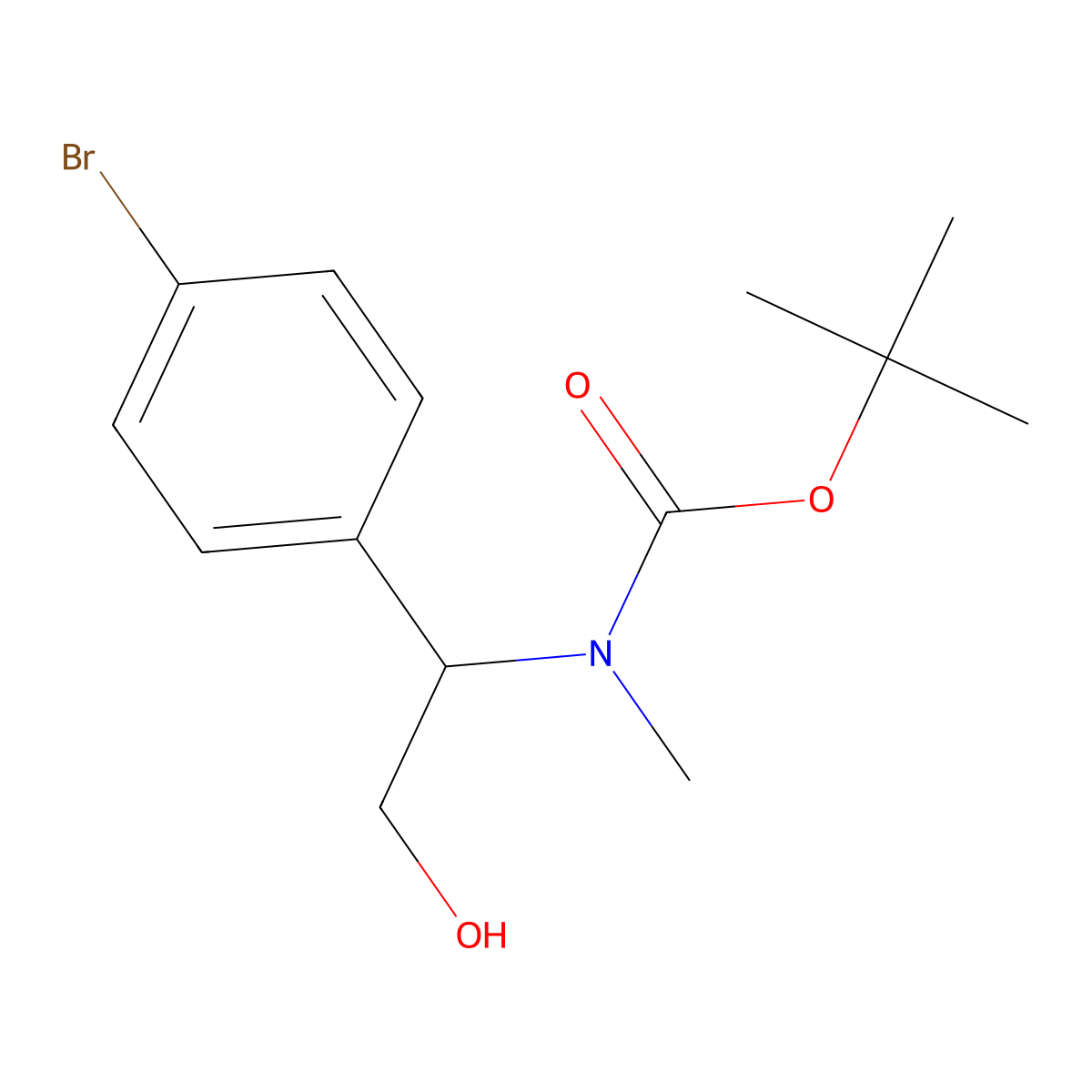 tert-butyl N-[1-(4-bromophenyl)-2-hydroxyethyl]-N-methylcarbamate molecular structure, CAS 1889640-34-9