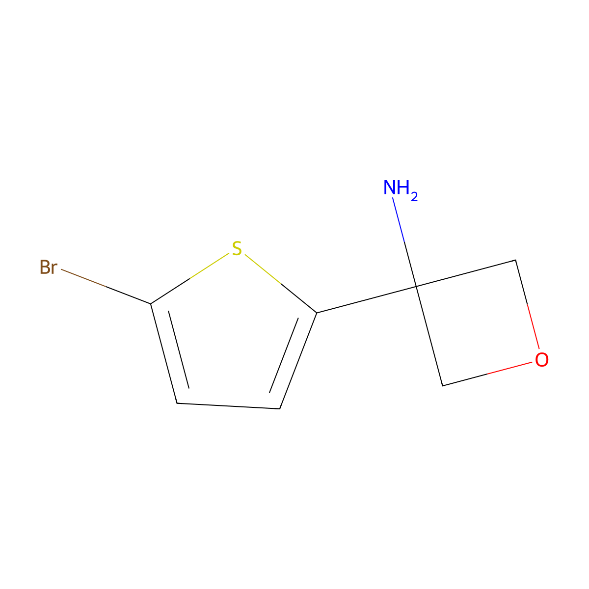 3-(5-Bromothiophen-2-yl)oxetan-3-amine molecular structure, CAS 1889644-50-1