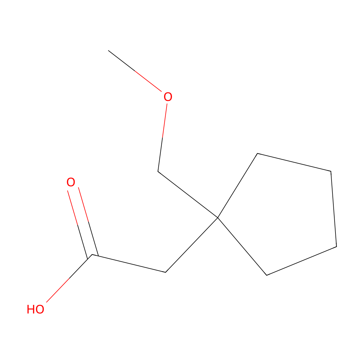 2-[1-(Methoxymethyl)cyclopentyl]acetic acid molecular structure, CAS 1889645-27-5
