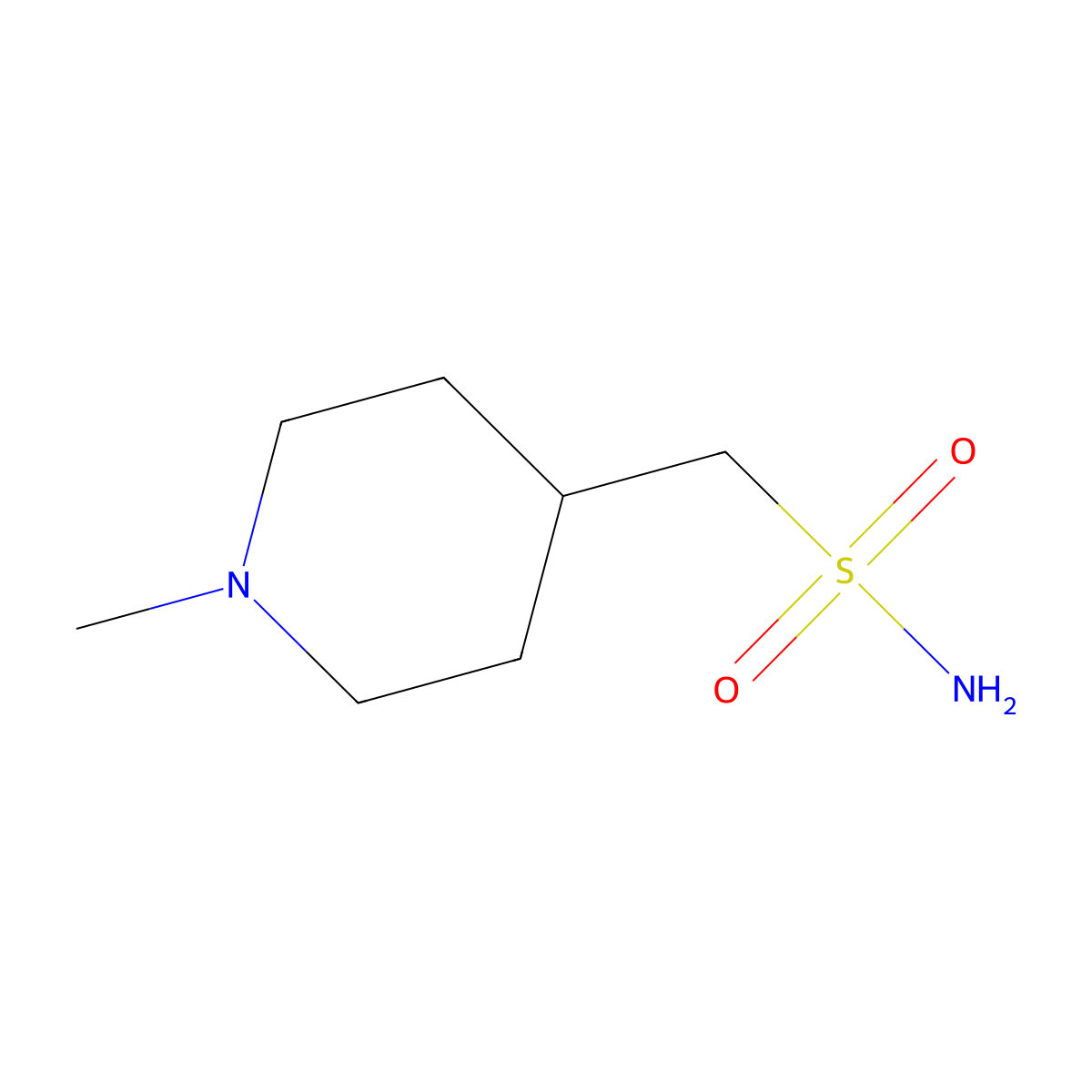 (1-Methylpiperidin-4-yl)methanesulfonamide molecular structure, CAS 1889669-36-6
