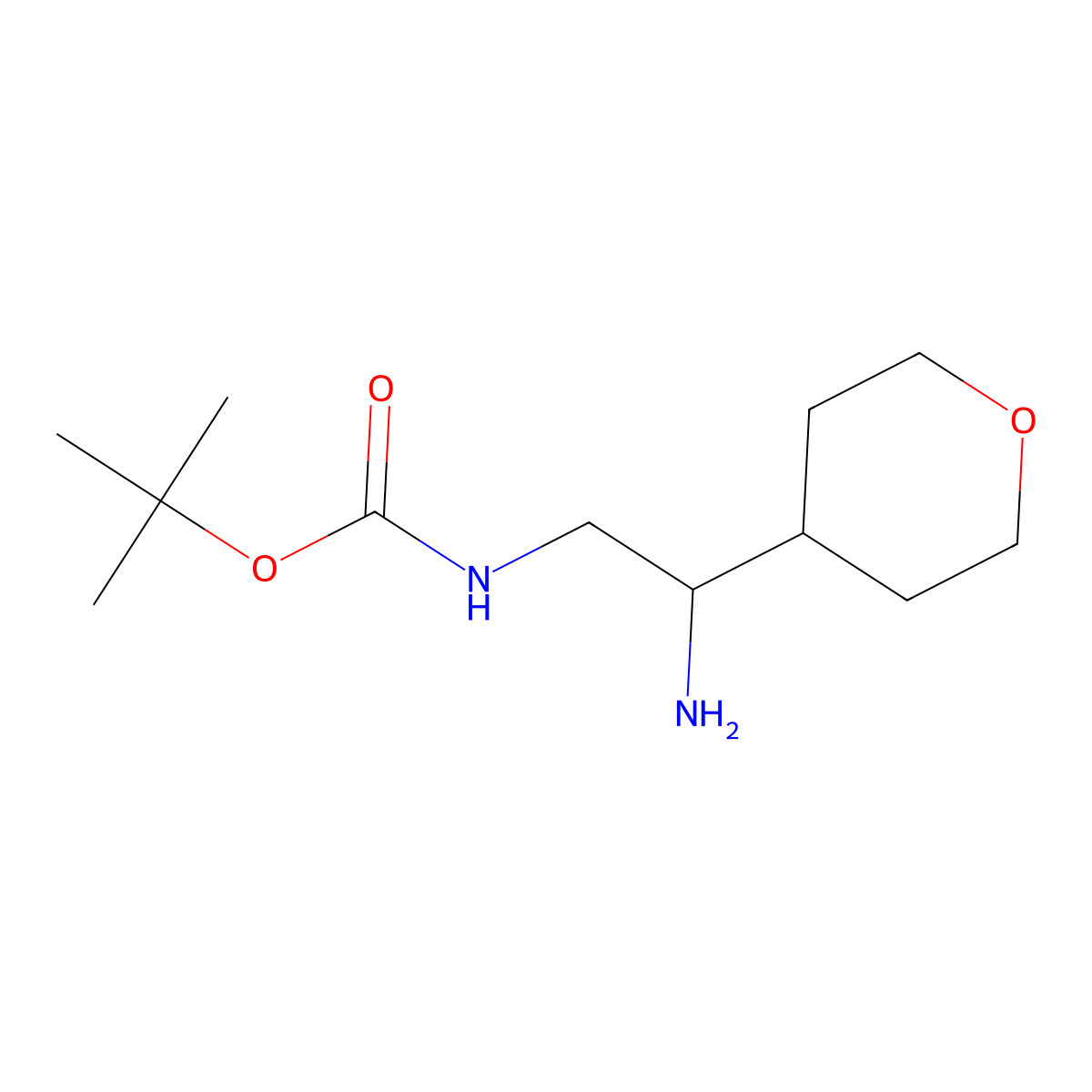 tert-butyl N-[2-amino-2-(oxan-4-yl)ethyl]carbamate molecular structure, CAS 1889688-16-7