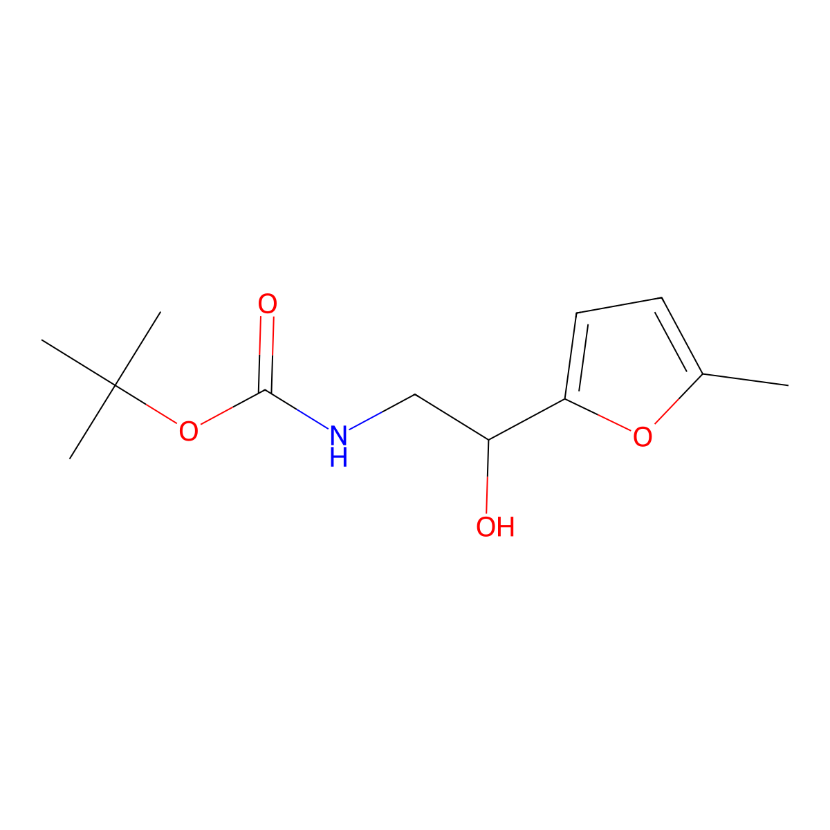 tert-butyl N-[2-hydroxy-2-(5-methylfuran-2-yl)ethyl]carbamate molecular structure, CAS 1889689-96-6