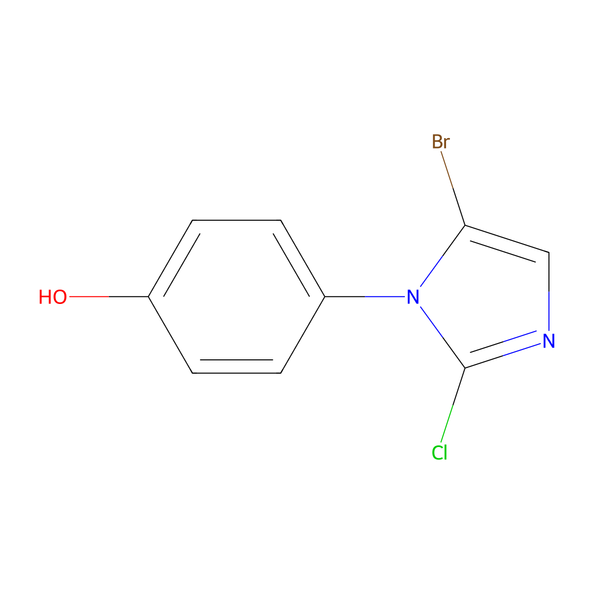 4-(5-bropmo-2-chloro-1H-imidazol-1-yl)phenol molecular structure, CAS 1889732-24-4