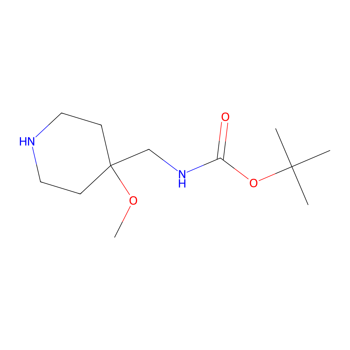 tert-butyl N-[(4-methoxypiperidin-4-yl)methyl]carbamate molecular structure, CAS 188974-02-9