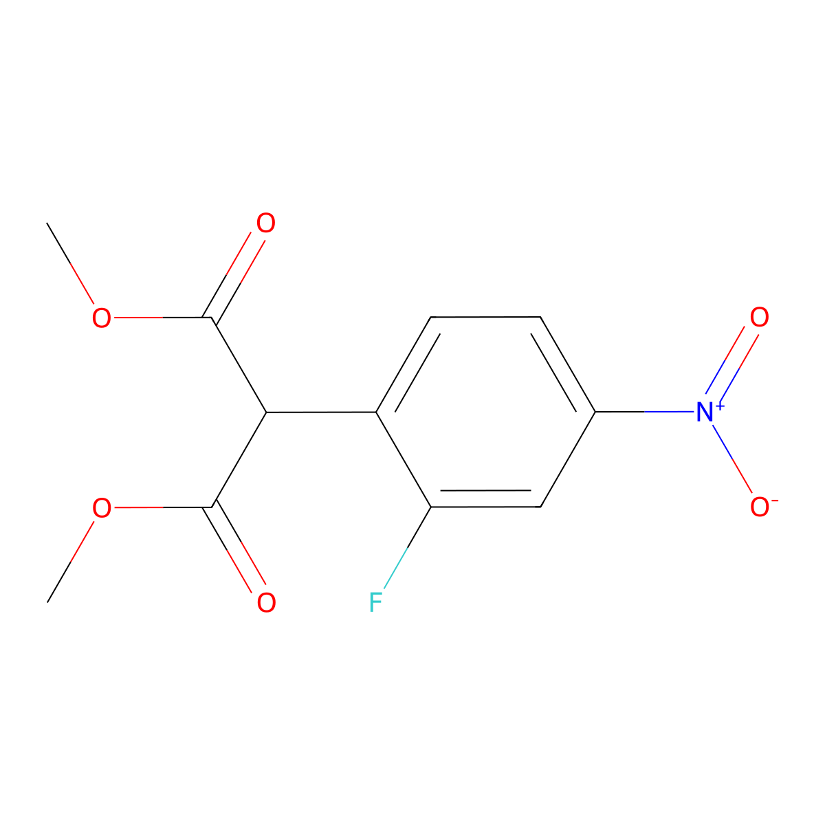 Dimethyl 2-(2-fluoro-4-nitrophenyl)malonate molecular structure, CAS 188975-47-5