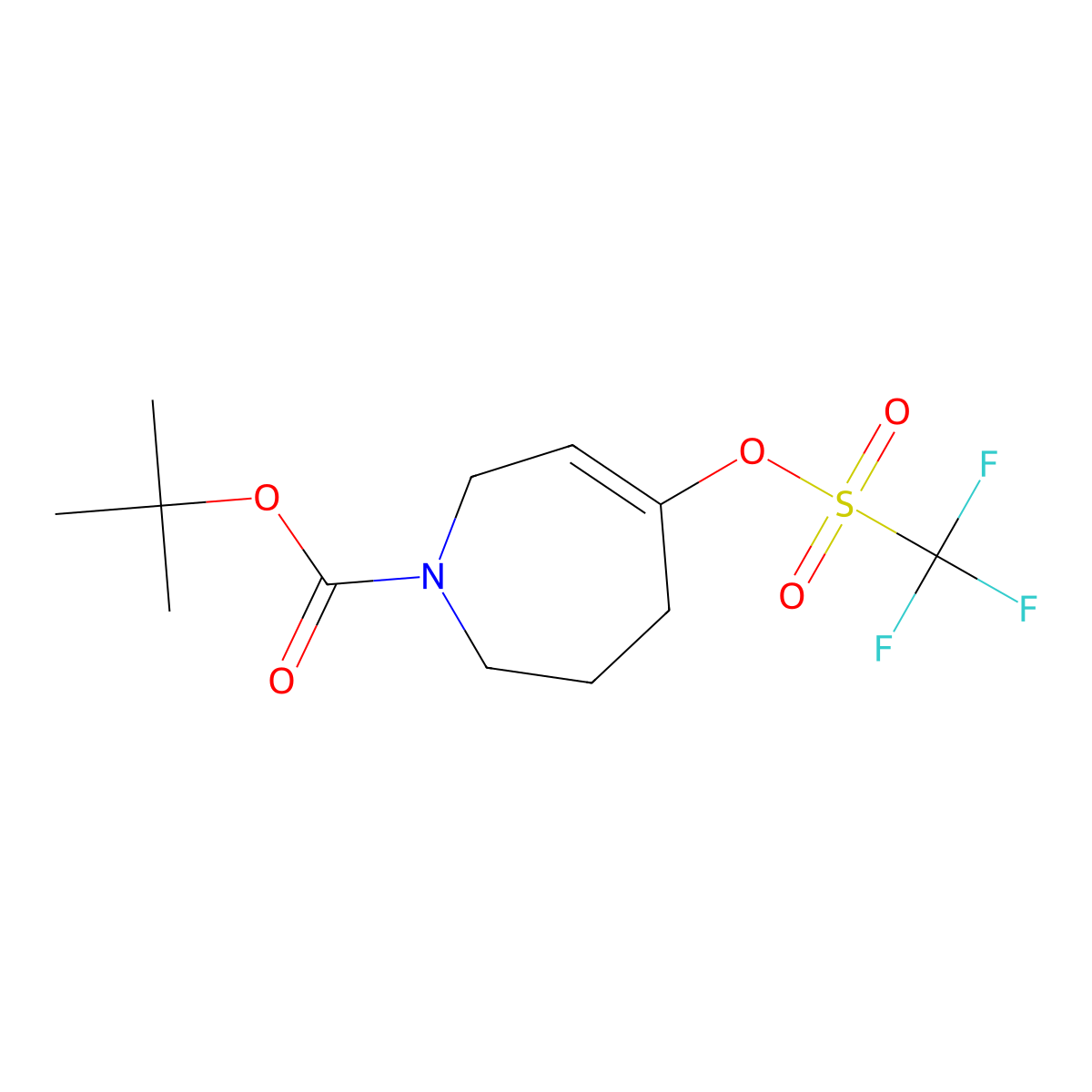 tert-butyl 5-(trifluoromethylsulfonyloxy)-2,3,4,7-tetrahydro-1H-azepine-1-carboxylate molecular structure, CAS 188975-73-7
