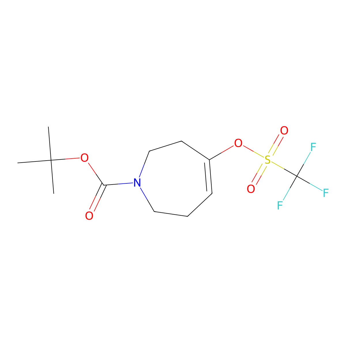 (E)-tert-butyl 4-(trifluoromethylsulfonyloxy)-2,3,6,7-tetrahydro-1H-azepine-1-carboxylate molecular structure, CAS 188975-74-8