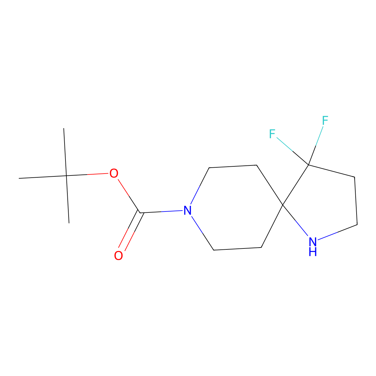 tert-Butyl 4,4-difluoro-1,8-diazaspiro[4.5]decane-8-carboxylate molecular structure, CAS 1889766-83-9