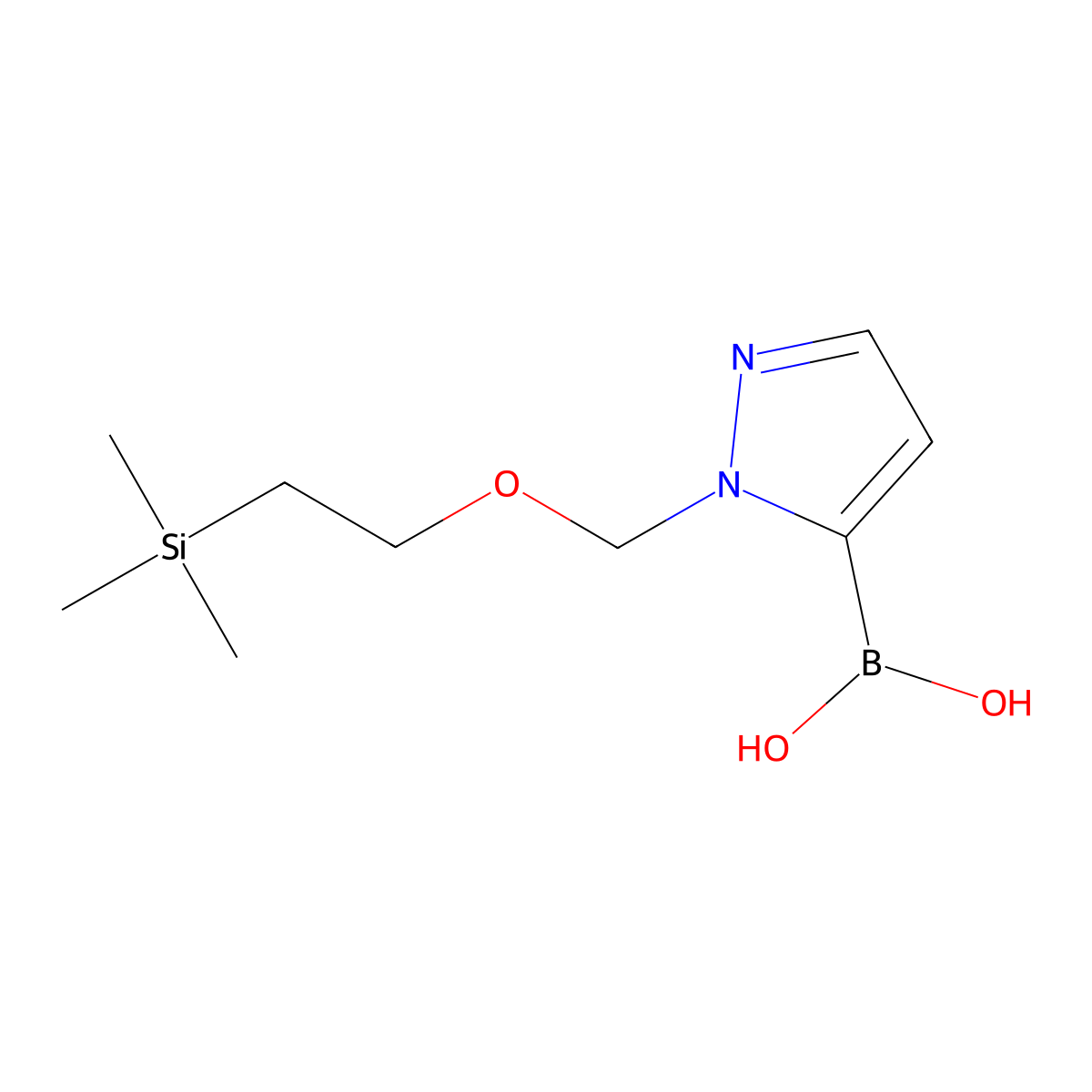 (1-((2-(Trimethylsilyl)ethoxy)methyl)-1H-pyrazol-5-yl)boronic acid molecular structure, CAS 188978-71-4